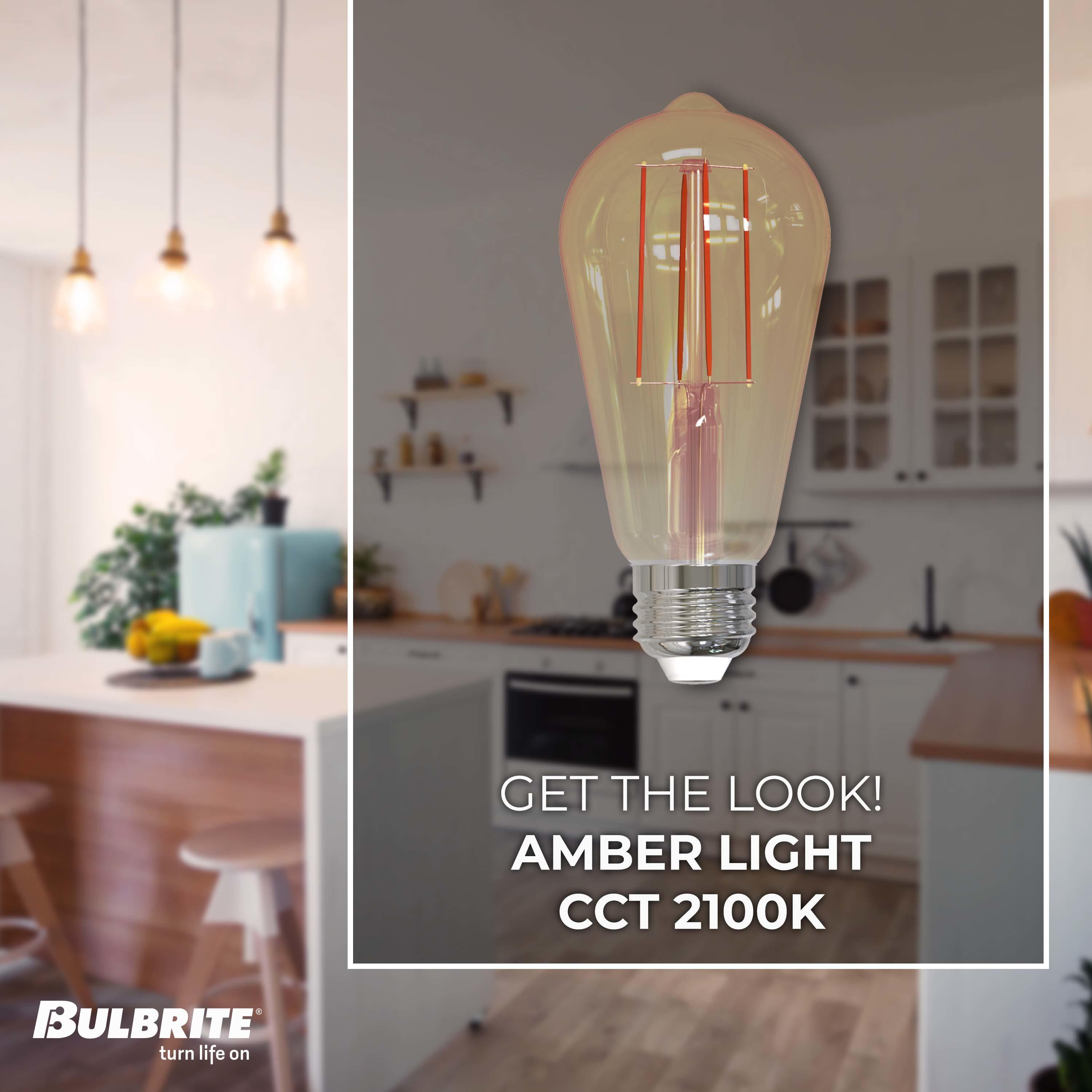 Bulbrite Industries 861410 60 Watt Equivalent, ST18 LED, Antique Dimmable Light Bulb, (2200K) E26/Medium (Standard) Base (Set of 2)