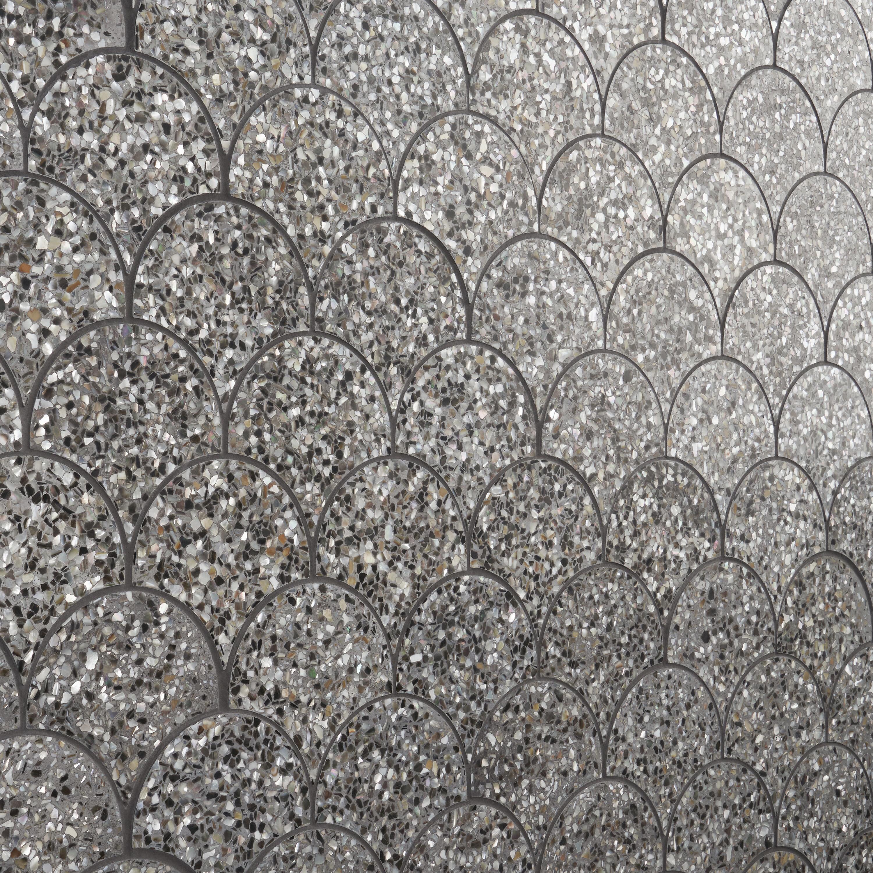 Shoal 5" Fishscale Terrazzo and Pearl Wall & Floor Mosaic Tile (0.74 Sq. Ft. / Sheet)