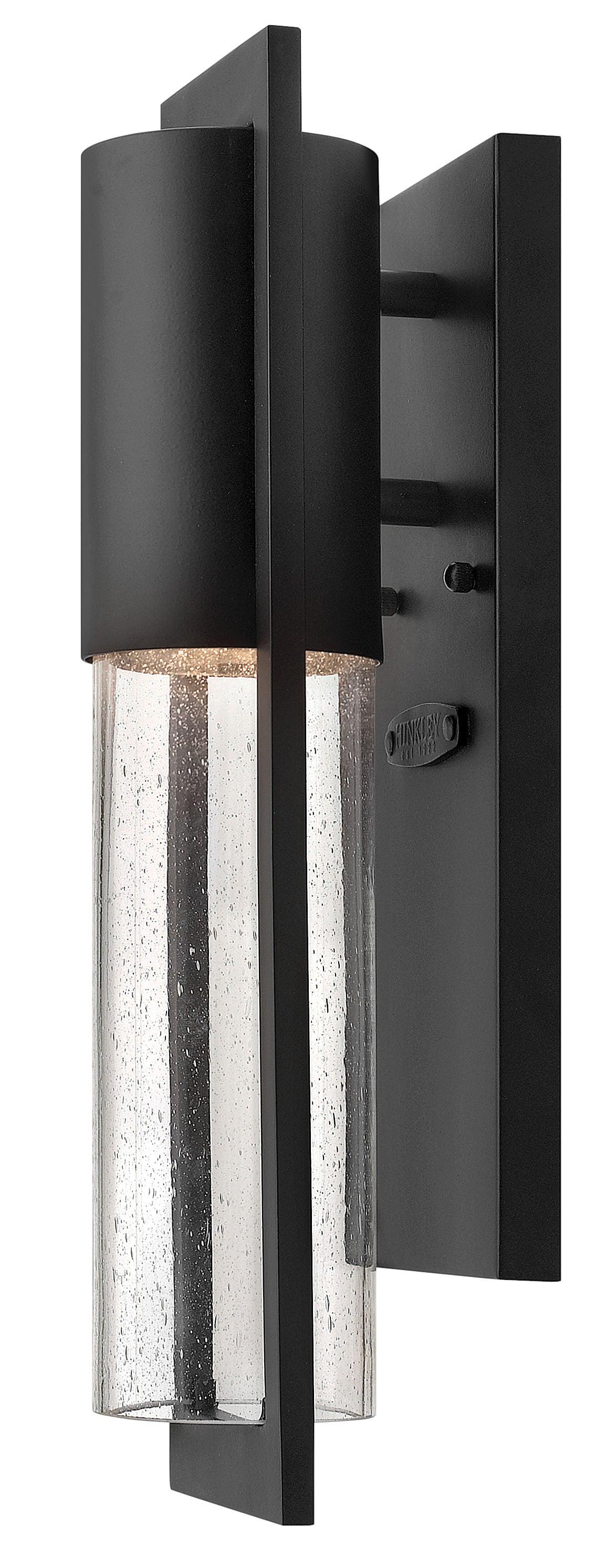 Sleek Black Outdoor Wall Sconce with Clear Seedy Glass