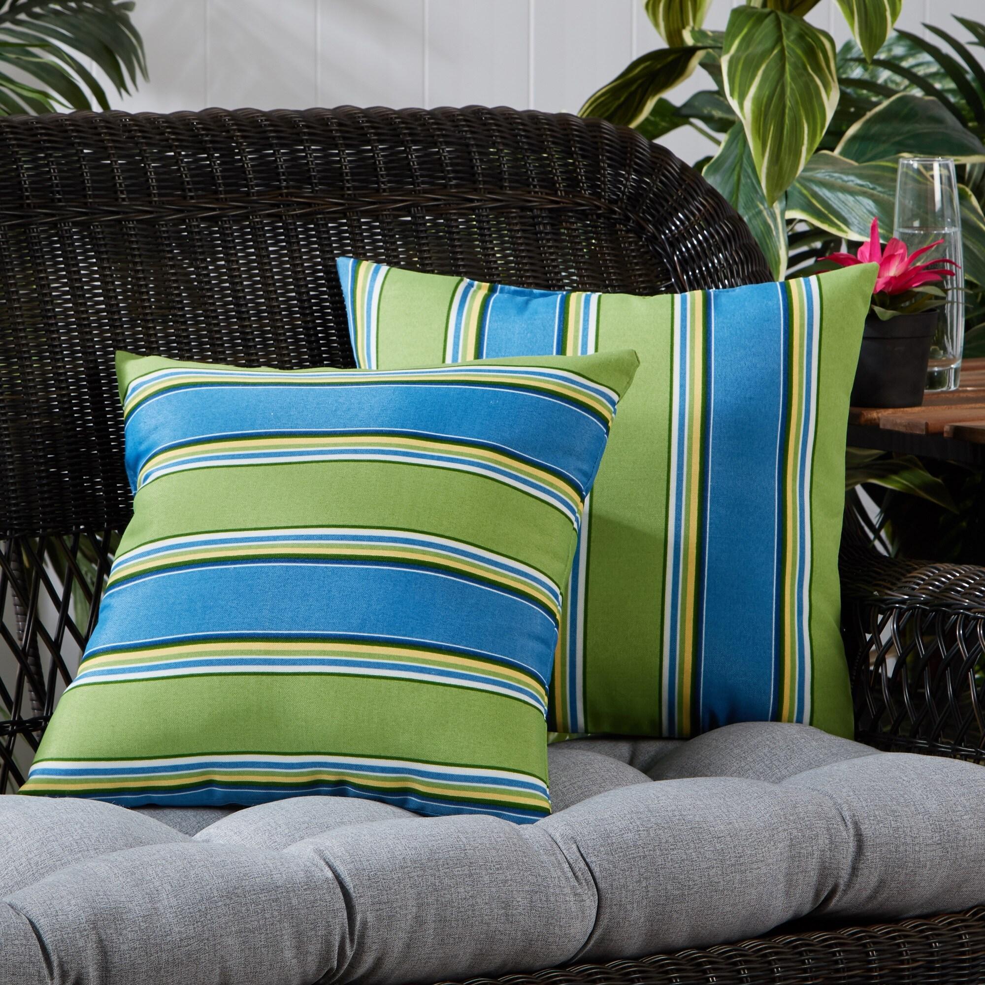 Greendale Home Fashions Cayman Stripe 17" Square Outdoor Throw Pillow (Set of 2)