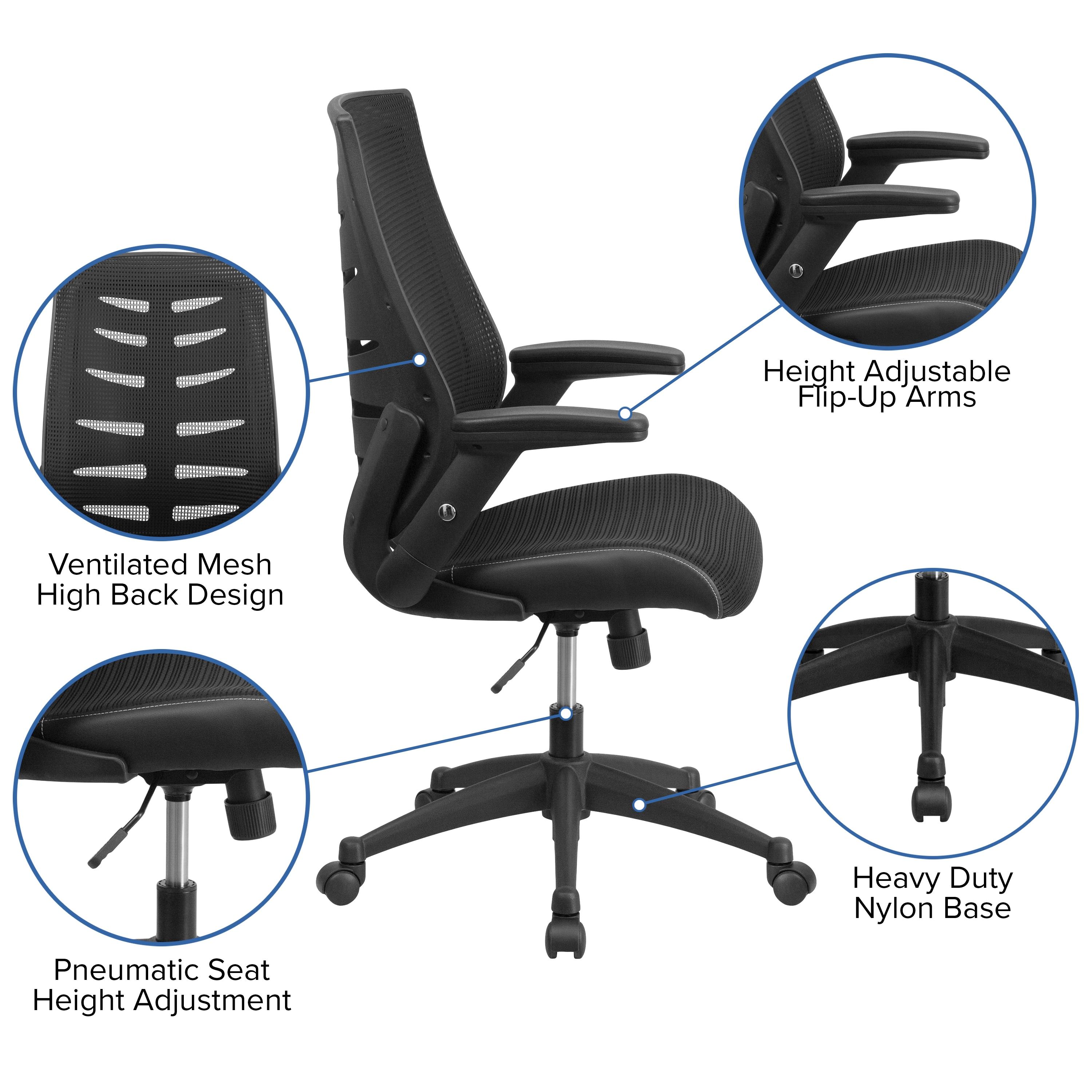 Flash Furniture High Back Designer Mesh Swivel Executive Ergonomic Chair with Flip-Up Arms