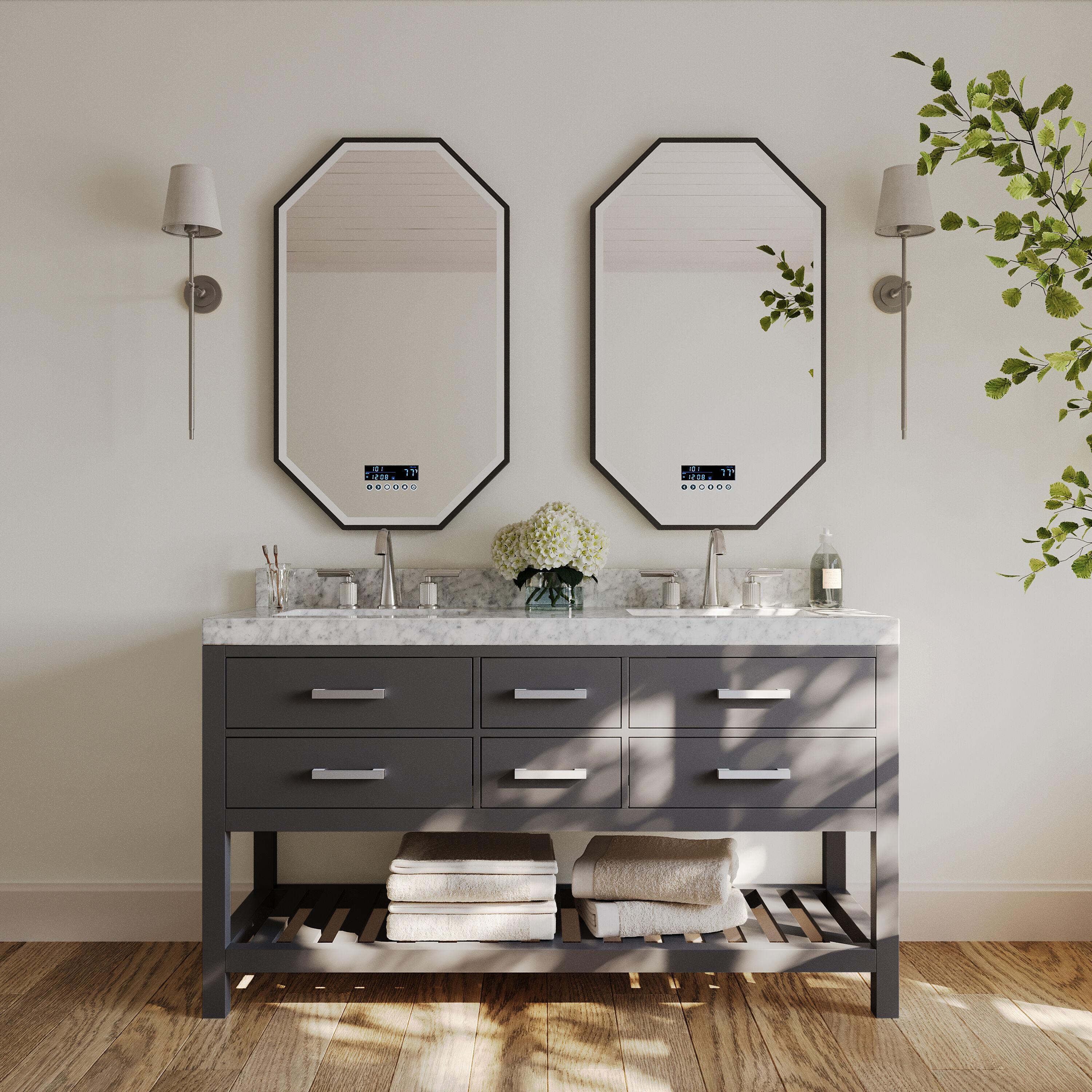 Elizabeth 60 in. Bath Vanity Set in Sapphire Gray with Italian Carrara White Marble Vanity top and White Undermount Basin