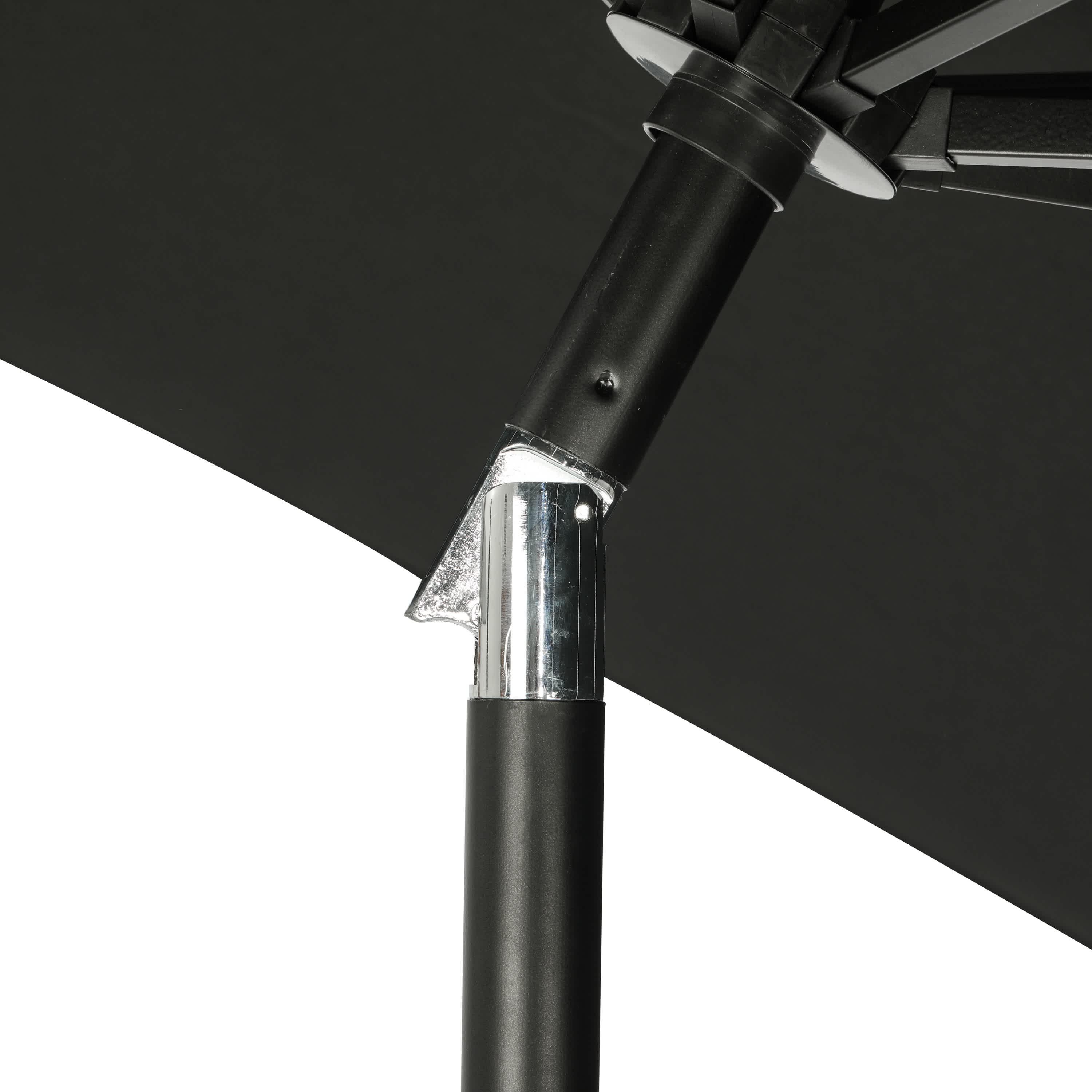 9' x 9' Mirage II Fiesta Market Patio Umbrella with Solar LED Tube Lights Black - Island Umbrella: Weatherproof, UV Protection, Crank Lift