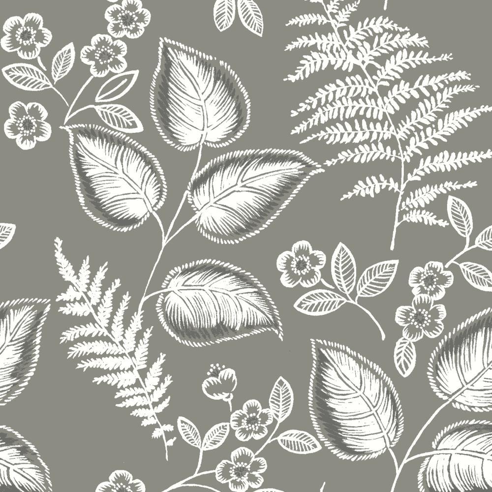 Grey Vinyl Foliage Peel and Stick Wallpaper, 30.75-Sq. Feet