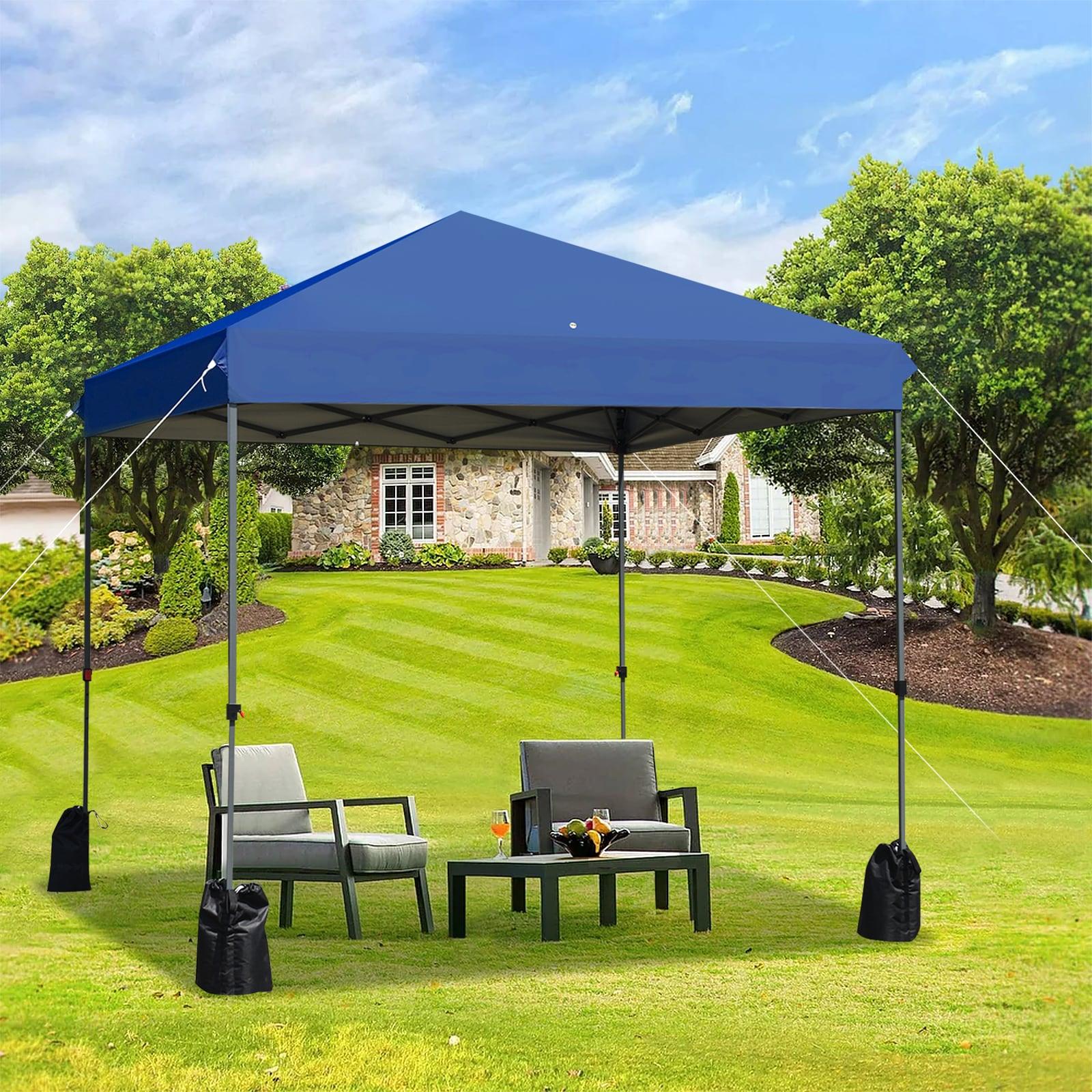 Costway 8x8 FT Pop up Canopy Tent Shelter Wheeled Carry Bag 4 Canopy Sand Bag Blue