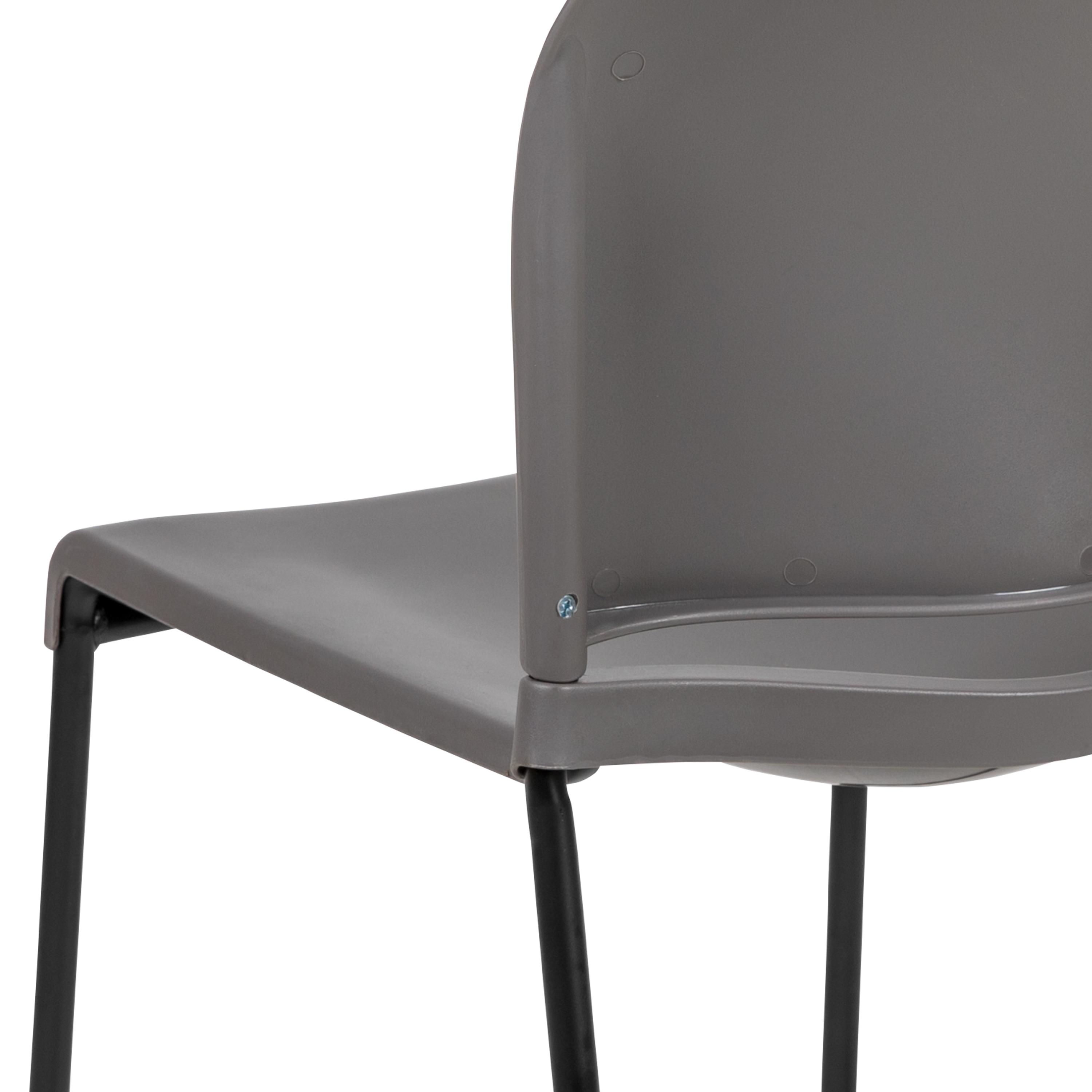 Flash Furniture HERCULES Series 880 lb. Capacity Gray Full Back Contoured Stack Chair with Black Powder Coated Sled Base