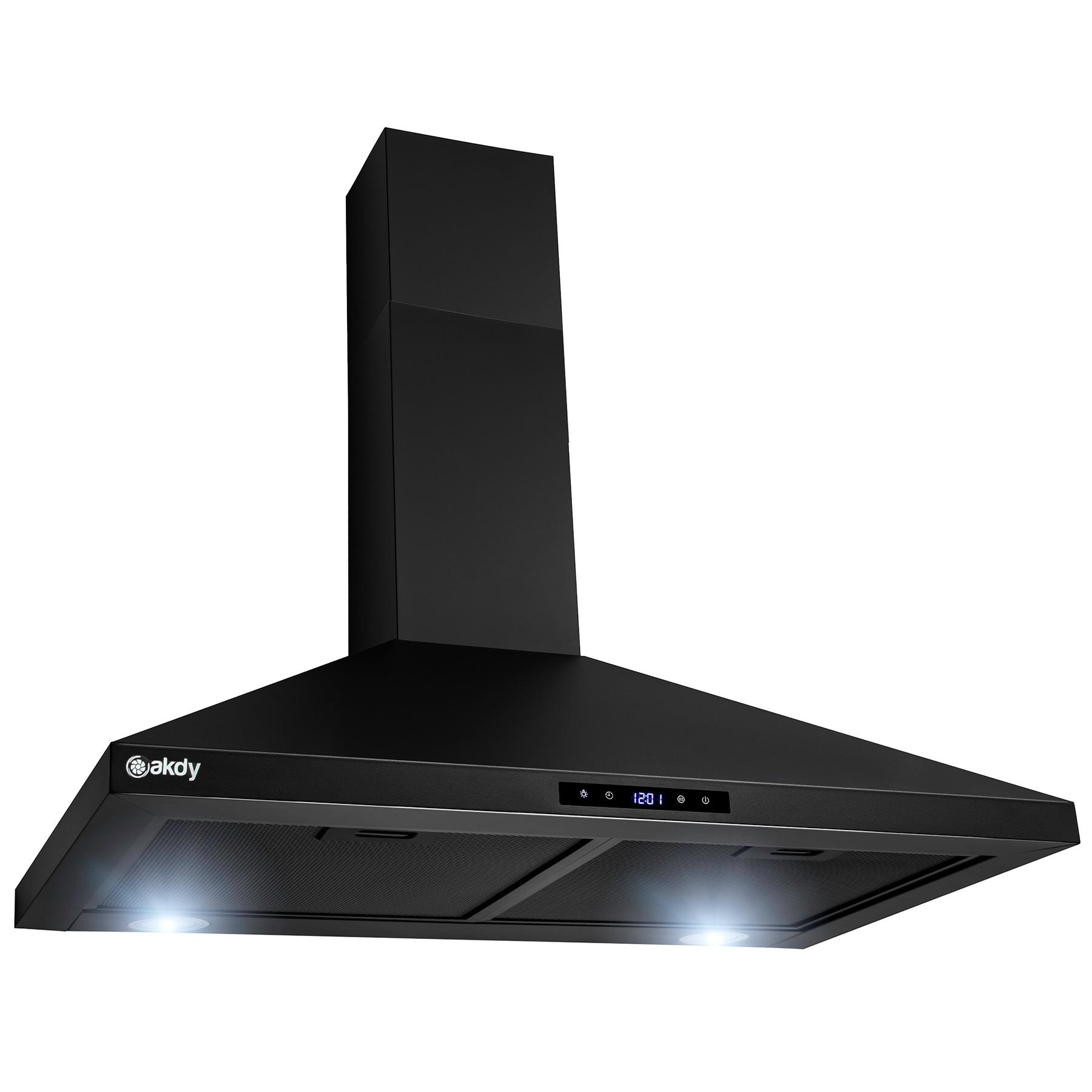 30-inch Convertible 217CFM Wall Mount Range Hood in Black Painted Stainless Steel with Mesh Filters and LED Lights