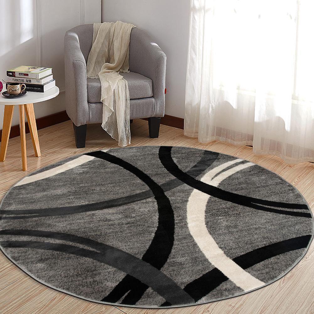 World Rug Gallery Contemporary Abstract Circles Design Gray 6'6" Round Area Rug