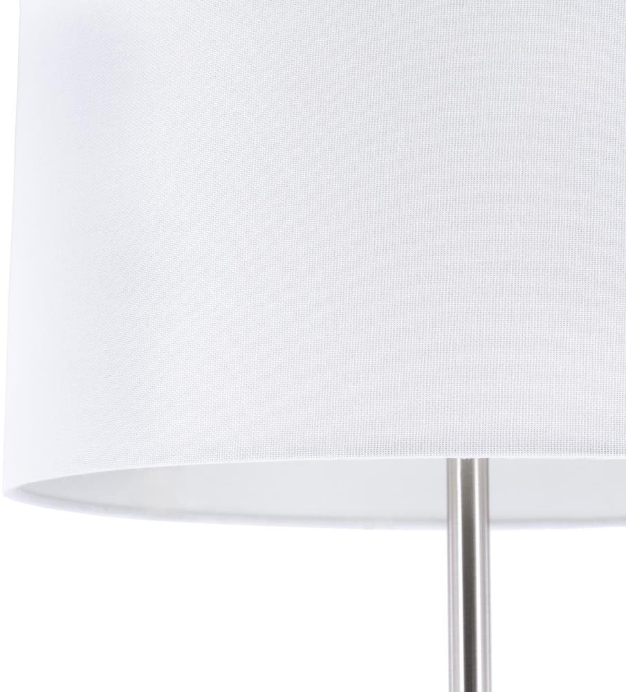 Becker Polished Silver Metal and Natural Marble Floor Lamp with White Linen Shade