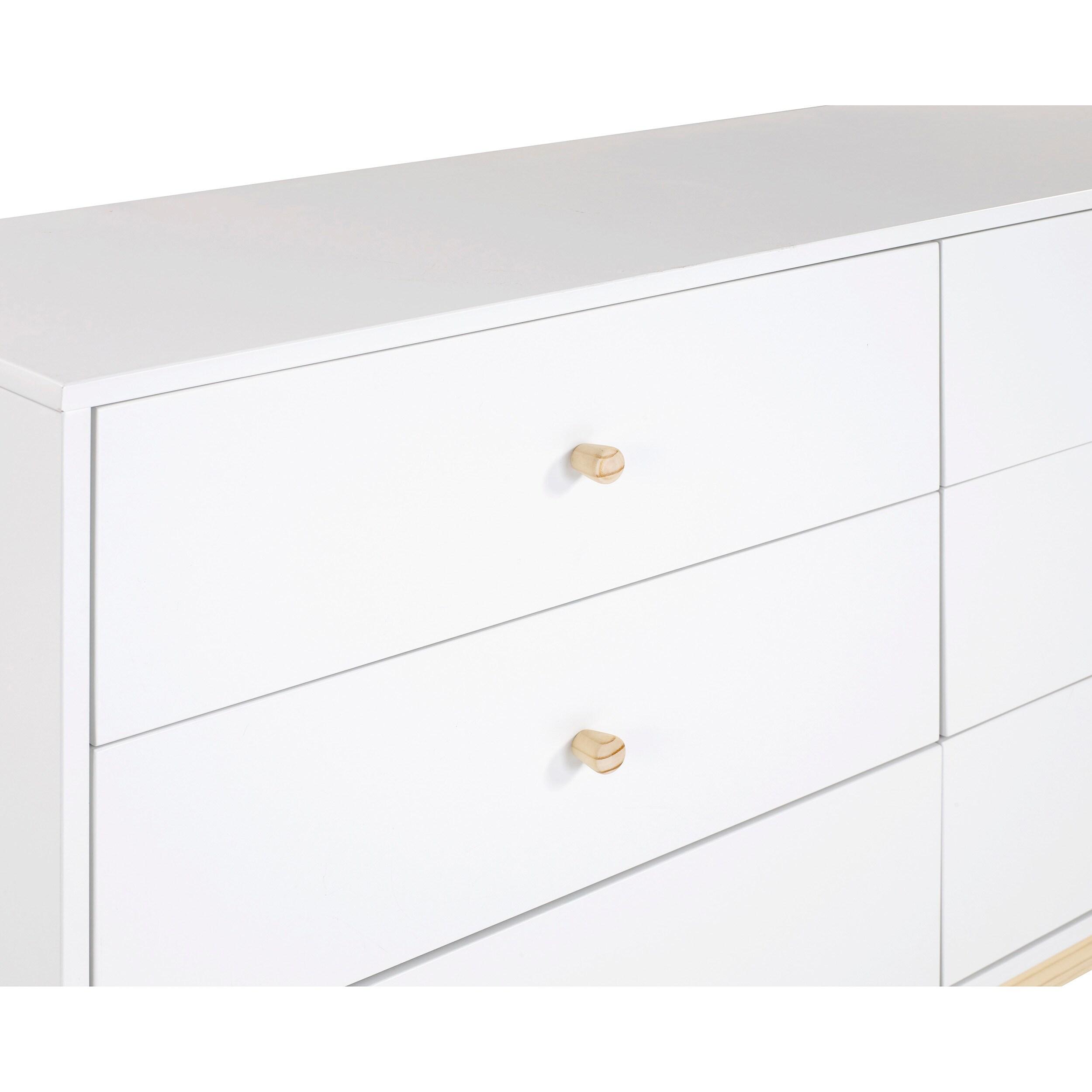 Alaterre Furniture MOD 60 in. Wood 6-Drawer Double Dresser, White, Bedroom Storage Furniture, Metal Drawers Glides, Wooden Drawer Knobs, Kids or Adults Rooms