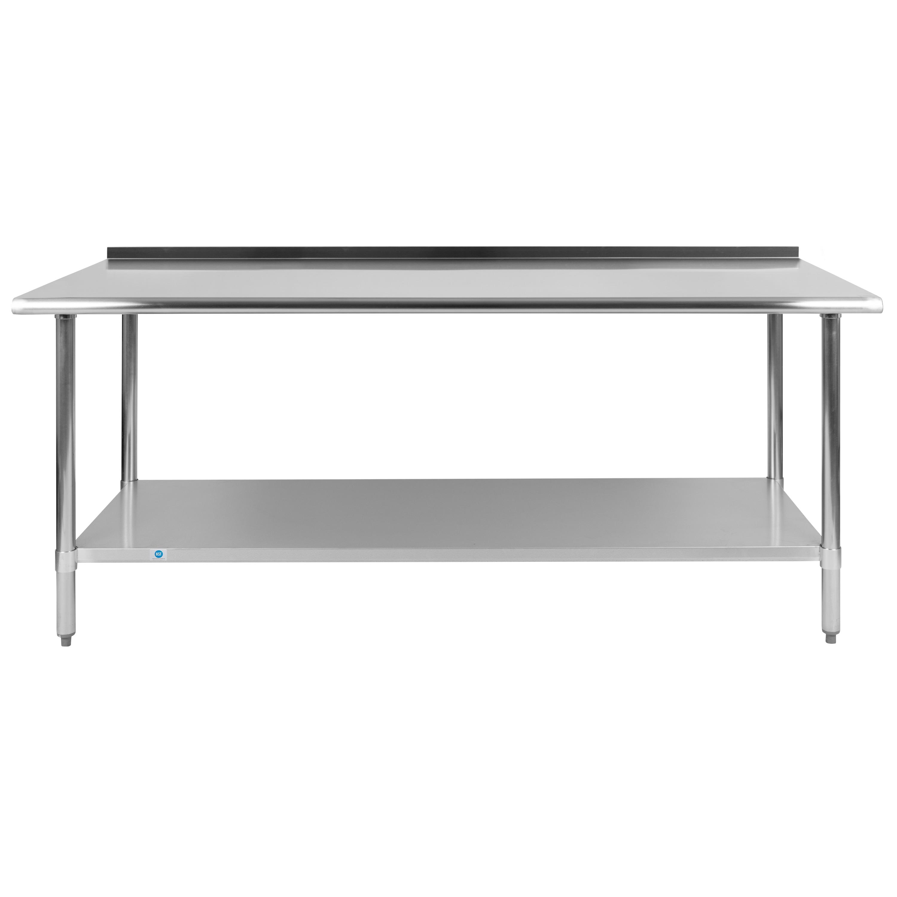 Woodford Stainless Steel Prep and Work Table with Backsplash and Undershelf by Flash Furniture