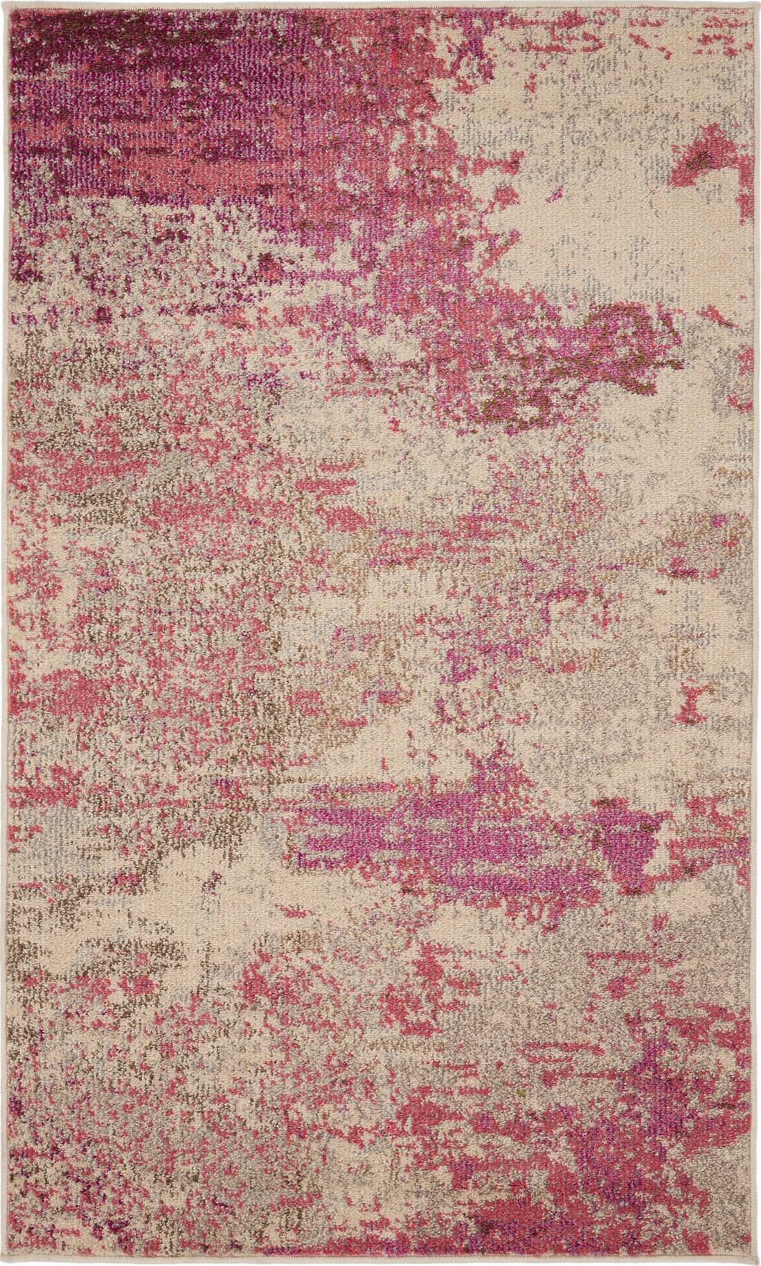 Celestial CES02 Area Rug Colorful Contemporary Abstract By Nourison Ivory/Pink 3' x 5'