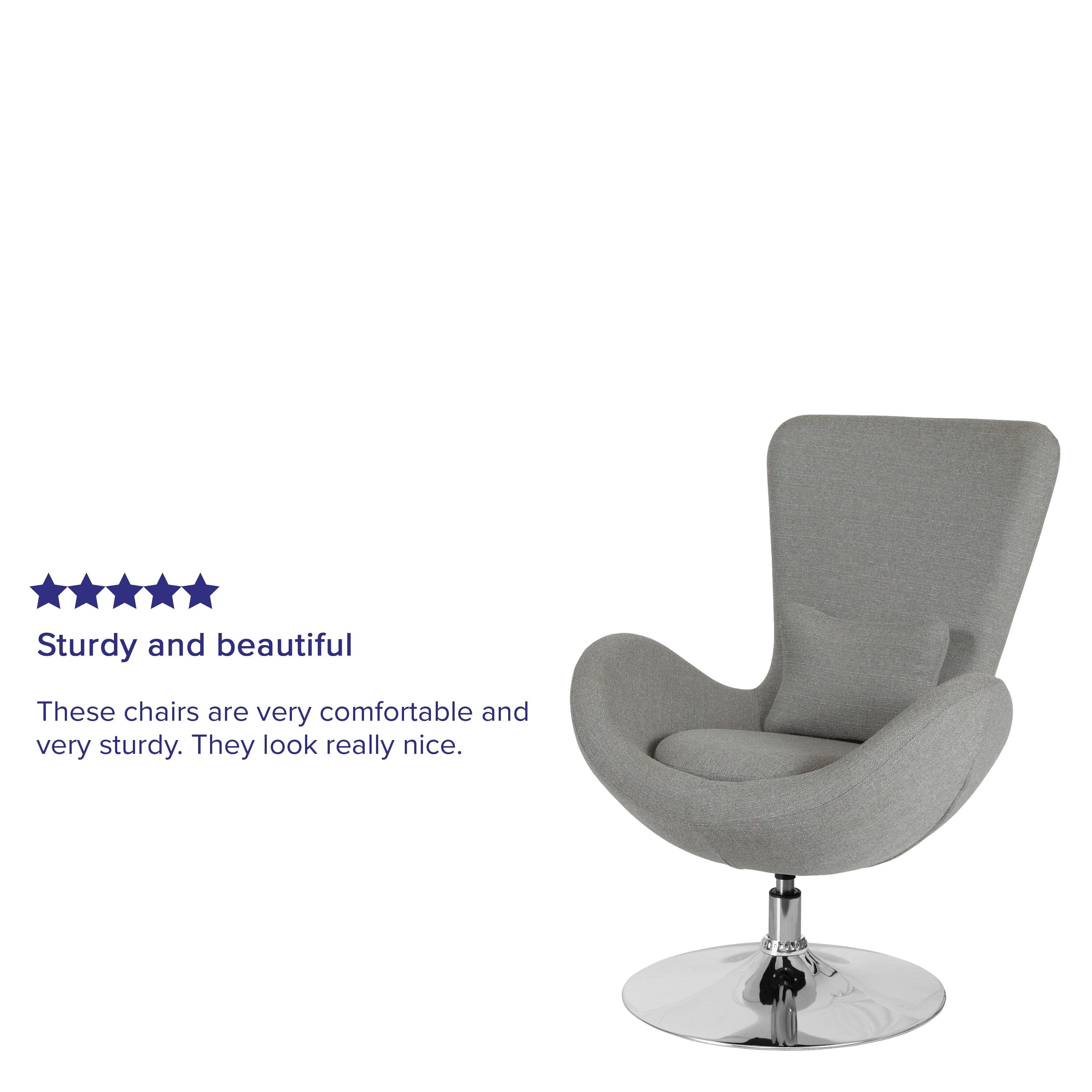 Flash Furniture Egg Series Light Gray Fabric Side Reception Chair