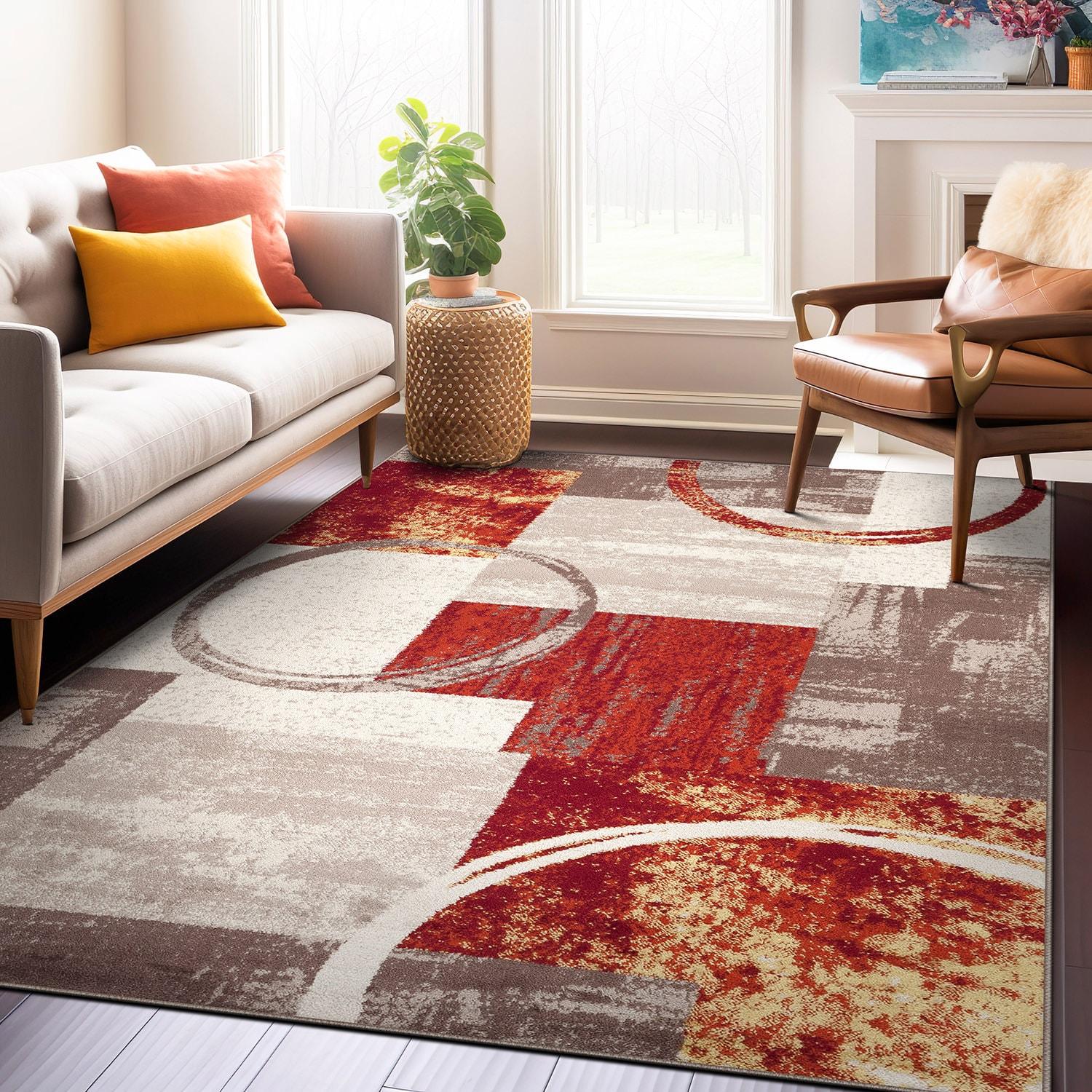 World Rug Gallery Abstract Circle Multi 8'8"x12' Area Rug