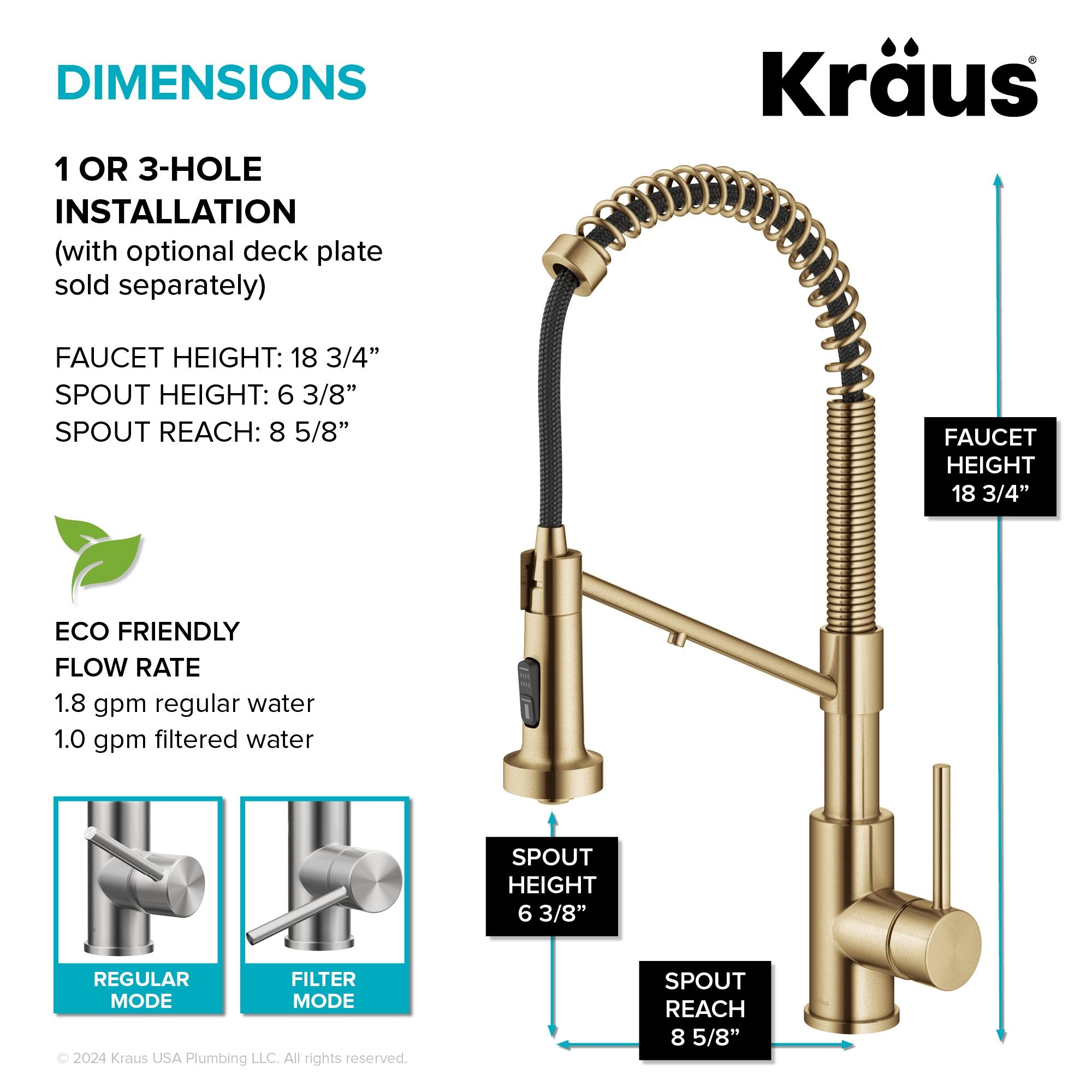 KRAUS Bolden 2-in-1 Commercial Style Pull-Down Single Handle Water Filter Kitchen Faucet for Reverse Osmosis or Water Filtration System