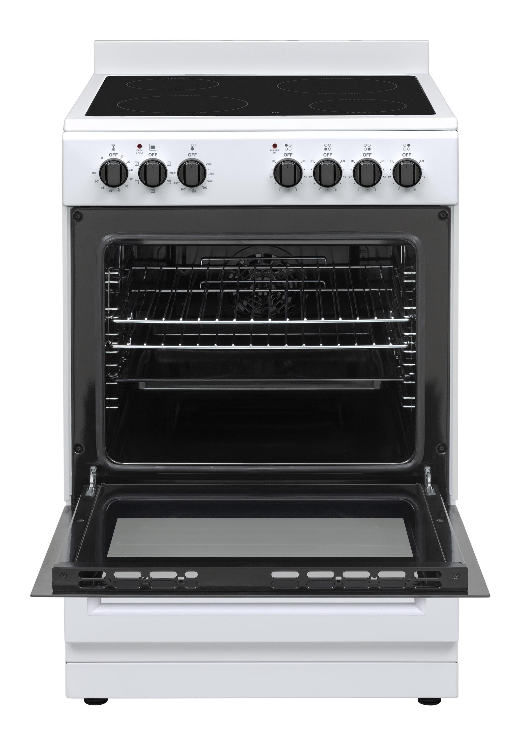 Premium Levella PREV2405VW 24" Vitroceramic Cooktop Electric Range with 4 Burners and 2.4 Cu. Ft. Single Convection Oven - White