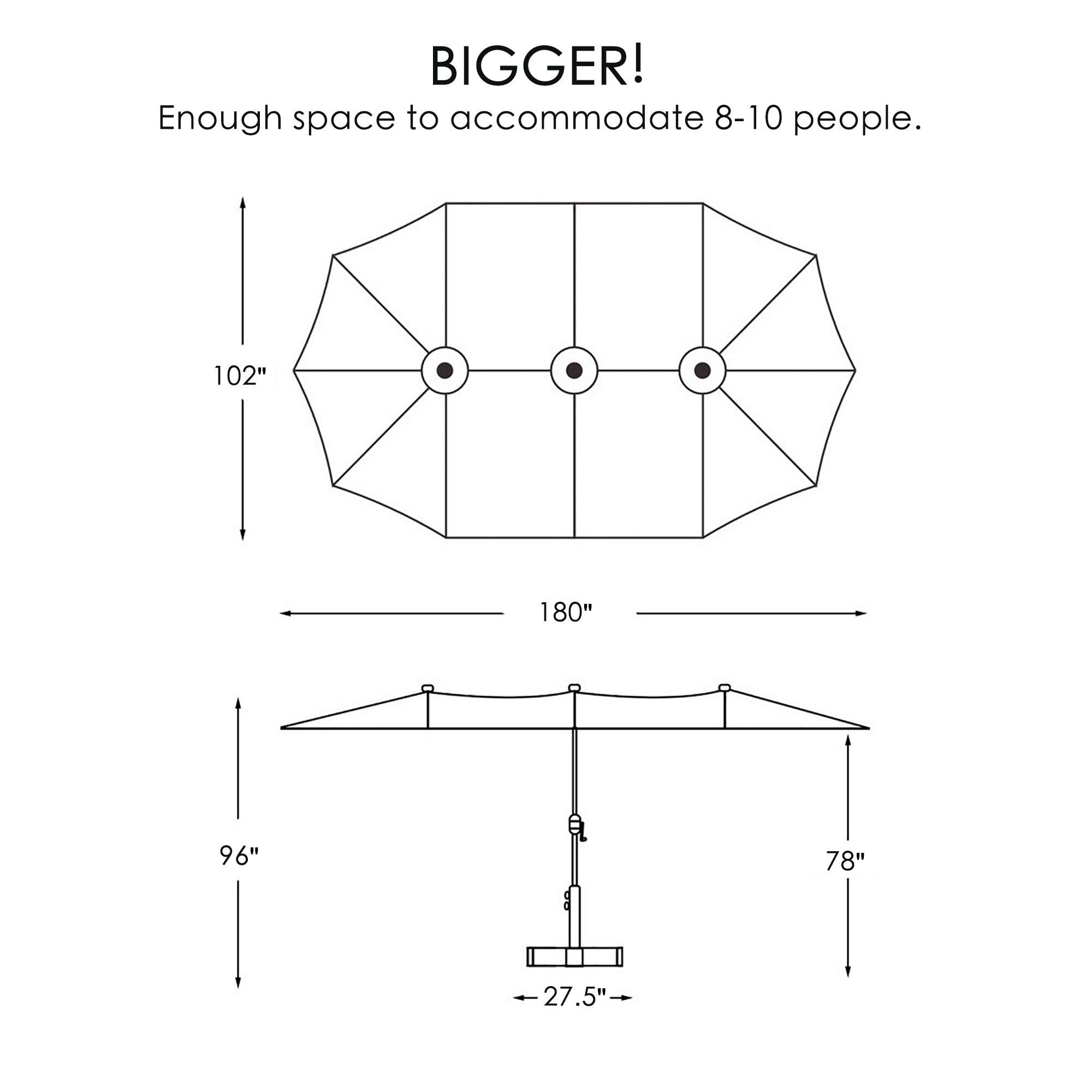 15 ft. x 9 ft. Market Double-Sided Patio Umbrella Extra-Large Waterproof Twin Umbrellas in Navy Blue