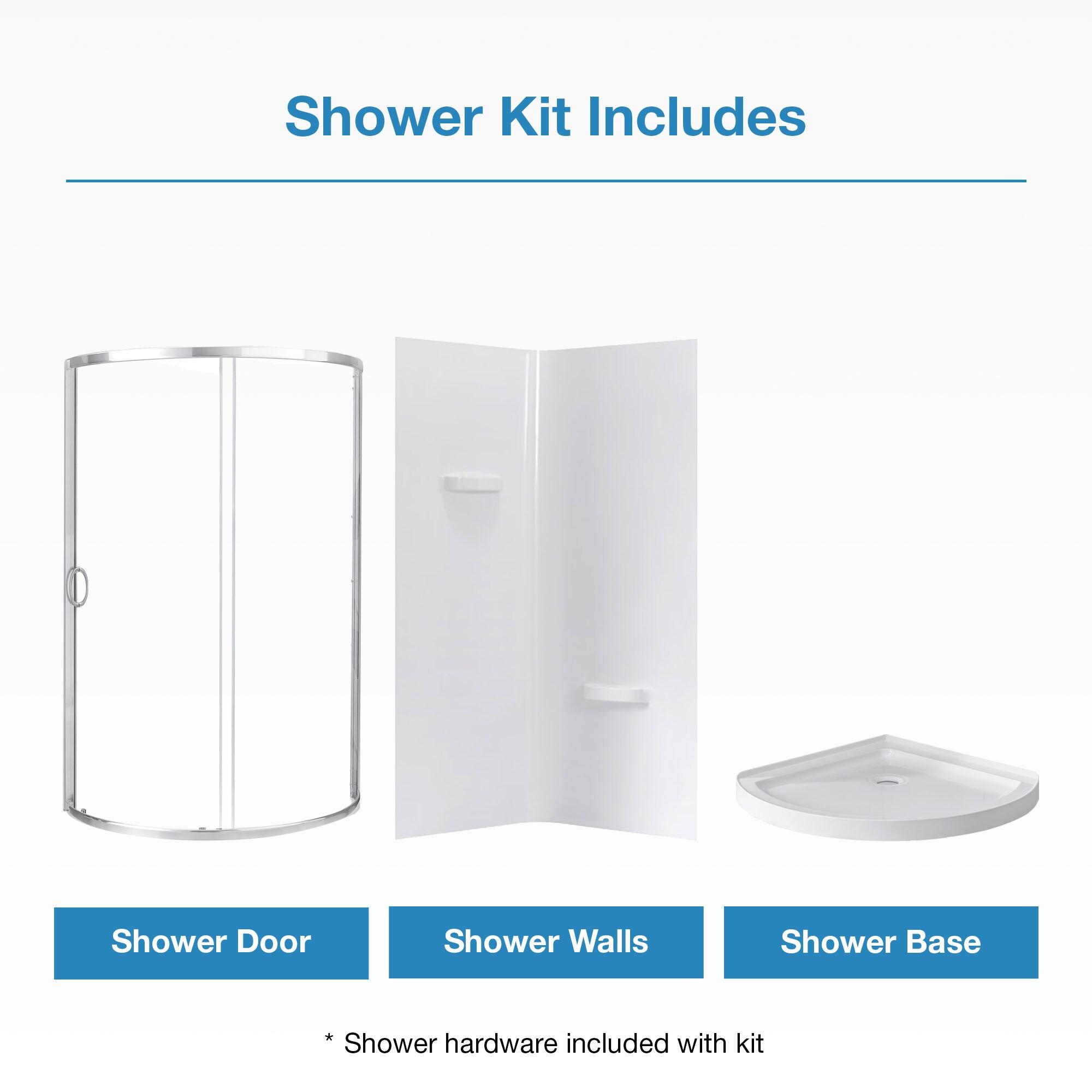 OVE Decors Breeze 33 in. Framed Round Shower Kit w/ Clear Glass, Base, Wall
