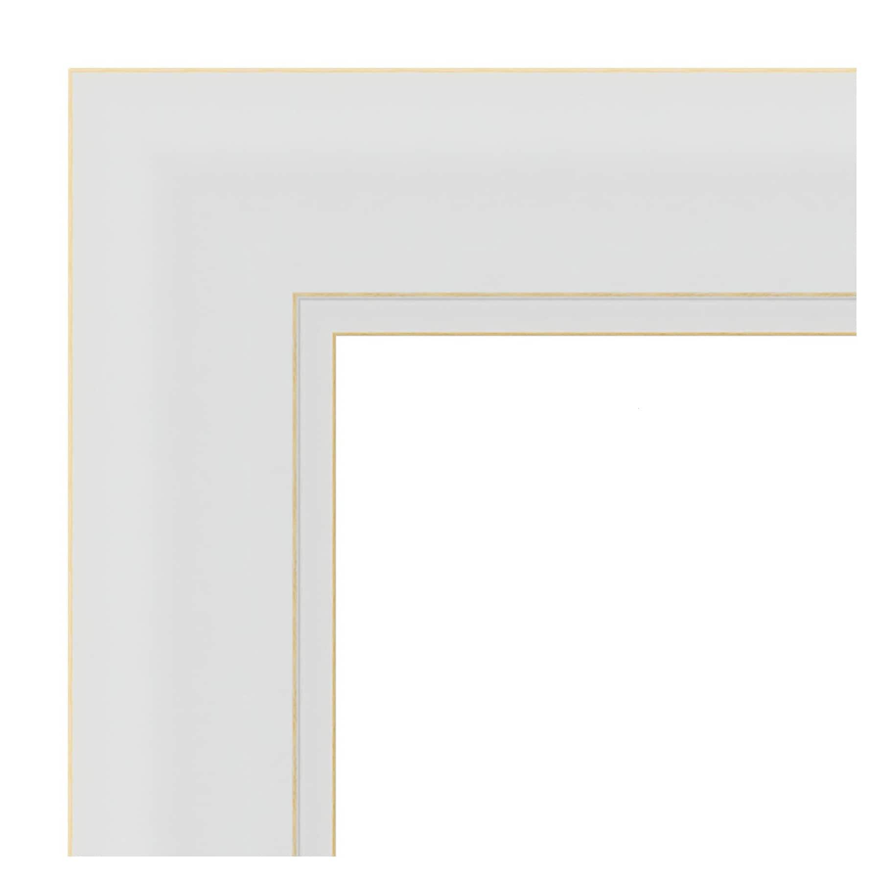 24" x 24" Flair Framed Bathroom Vanity Wall Mirror Soft White - Amanti Art: Satin Finish, Square Shape, No Assembly