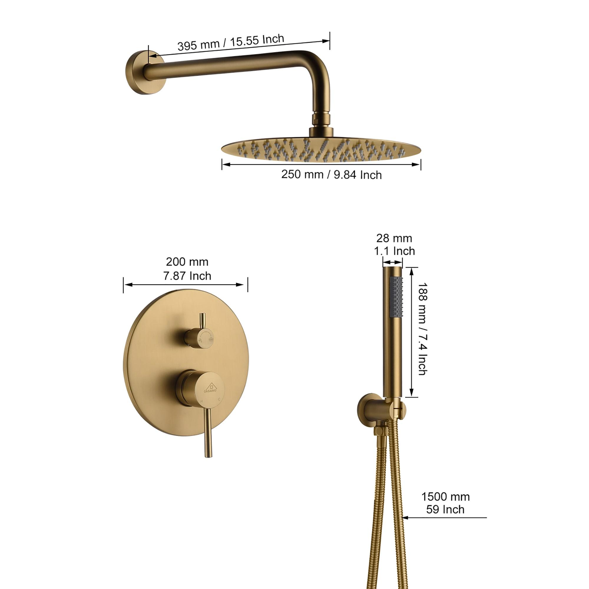 Pressure-Balanced Complete Shower System with 10-Inch Rain Shower Head, Handheld, Rough-in Valve
