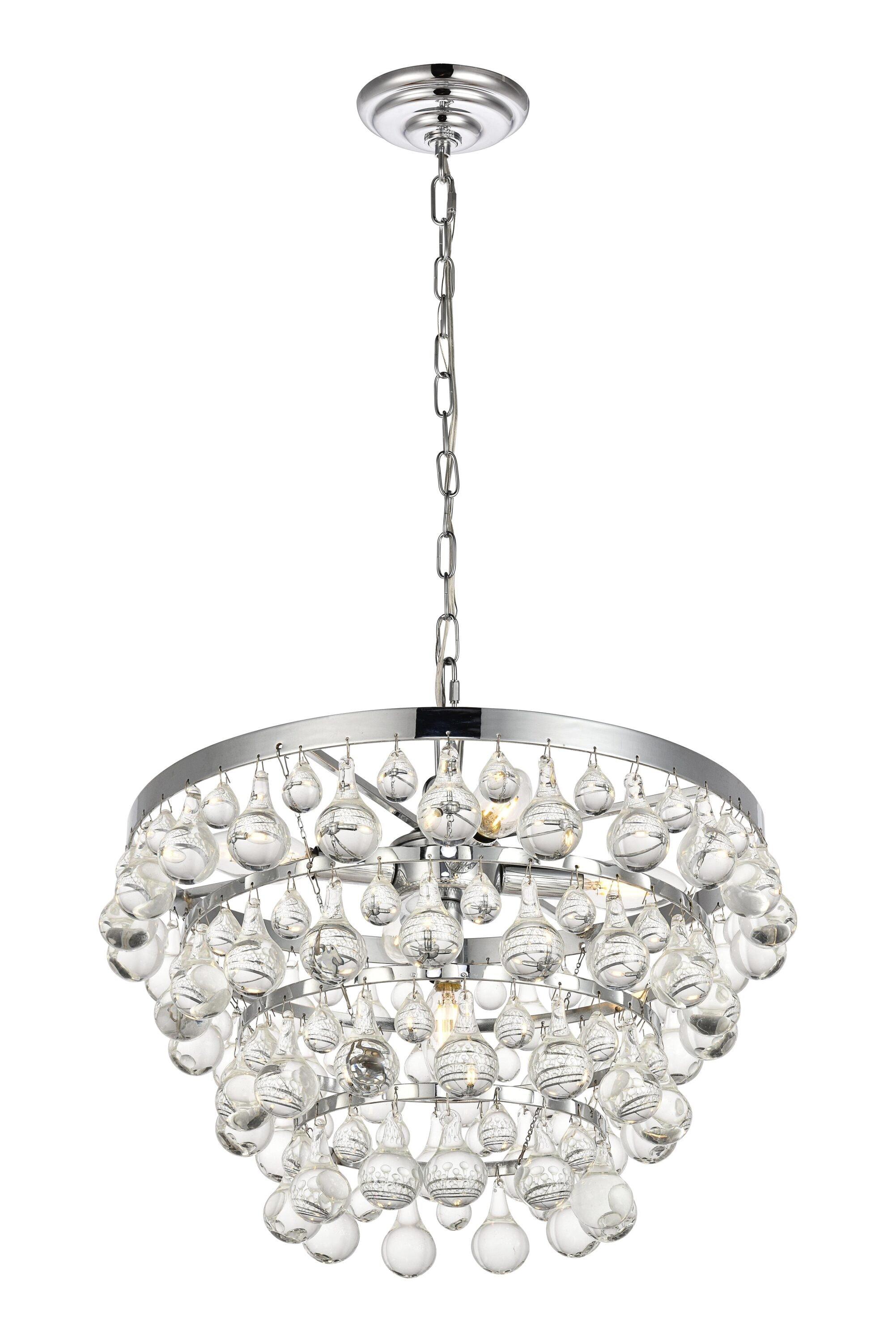 Elegant Lighting Kora Collection Pendant D17 H10.9 Lt:5 Chrome Finish