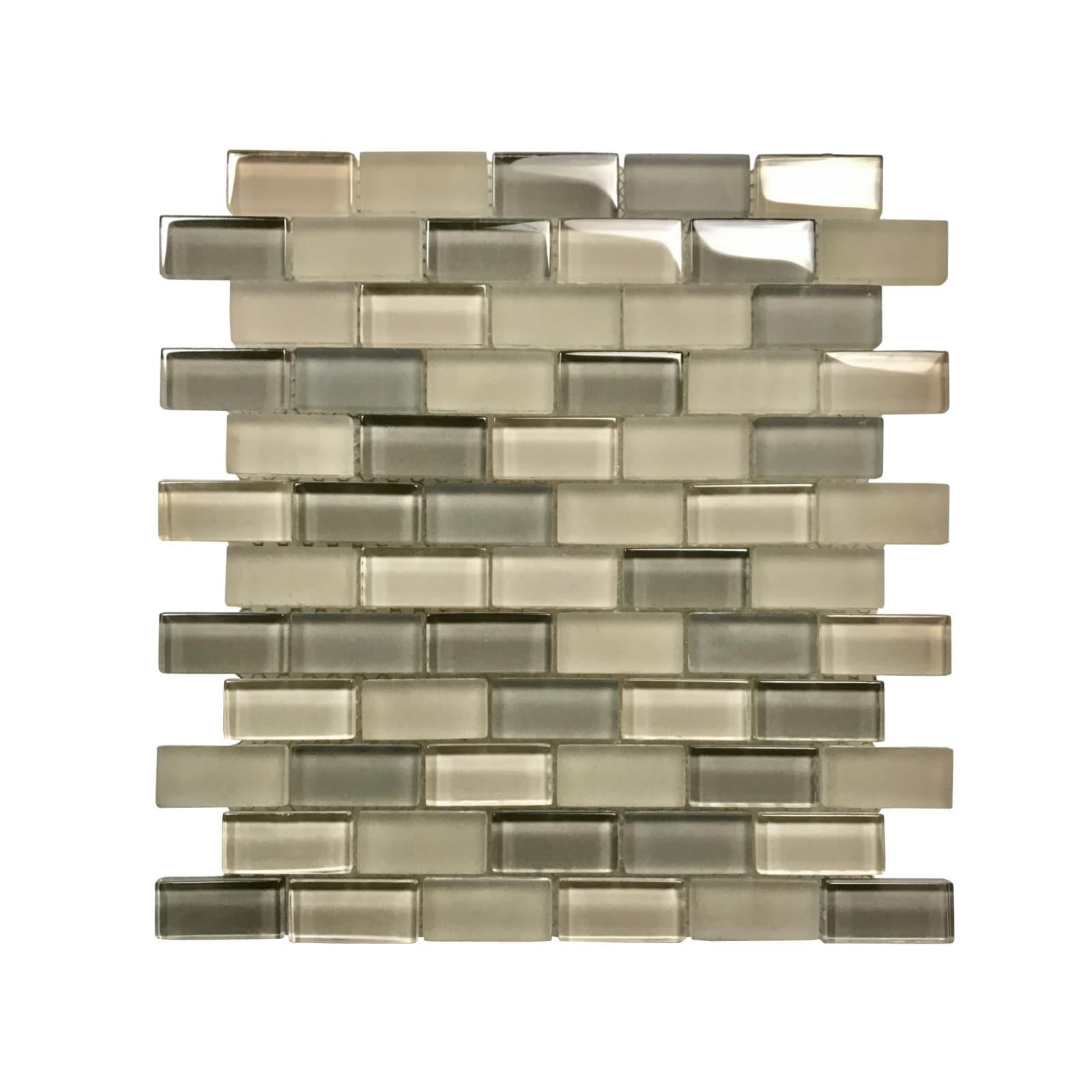 Free Flow 1 in. x 2 in. Glass Straight Edge Brick Mosaic Wall & Pool Tile