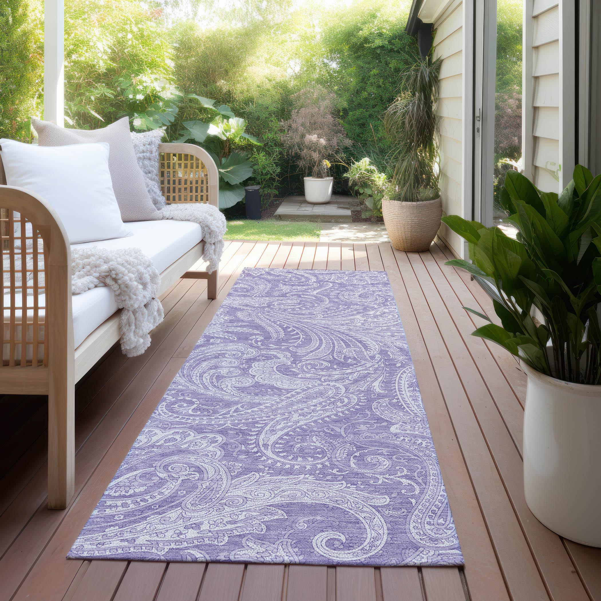 Addison Rugs Chantille Indoor/Outdoor Transitional Paisley Lavender Washable Runner Rug, 2'3" x 7'6"