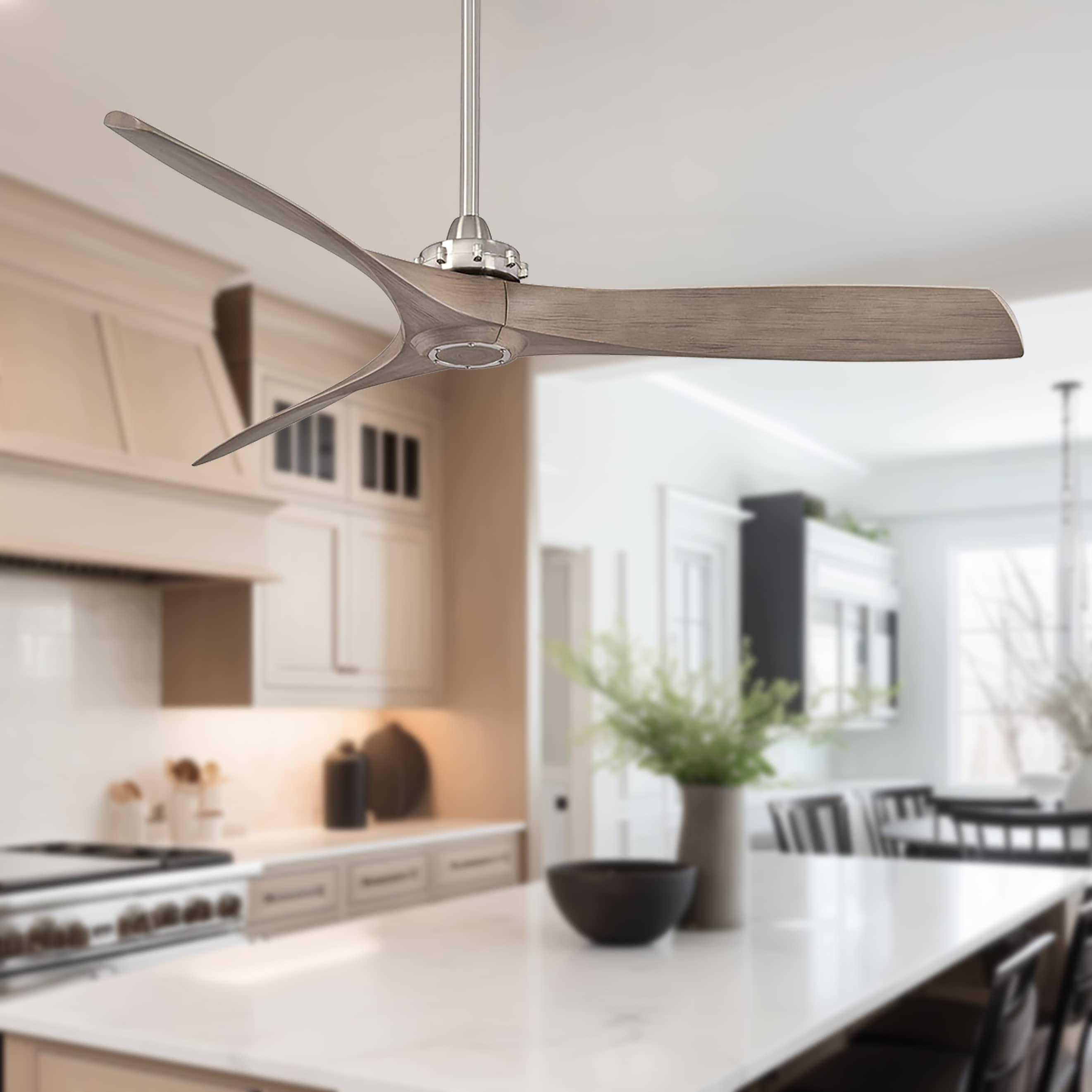 60" Minka Aire Modern Farmhouse Indoor Ceiling Fan with Remote Control Brushed Nickel for Living Room Kitchen Bedroom Family Home