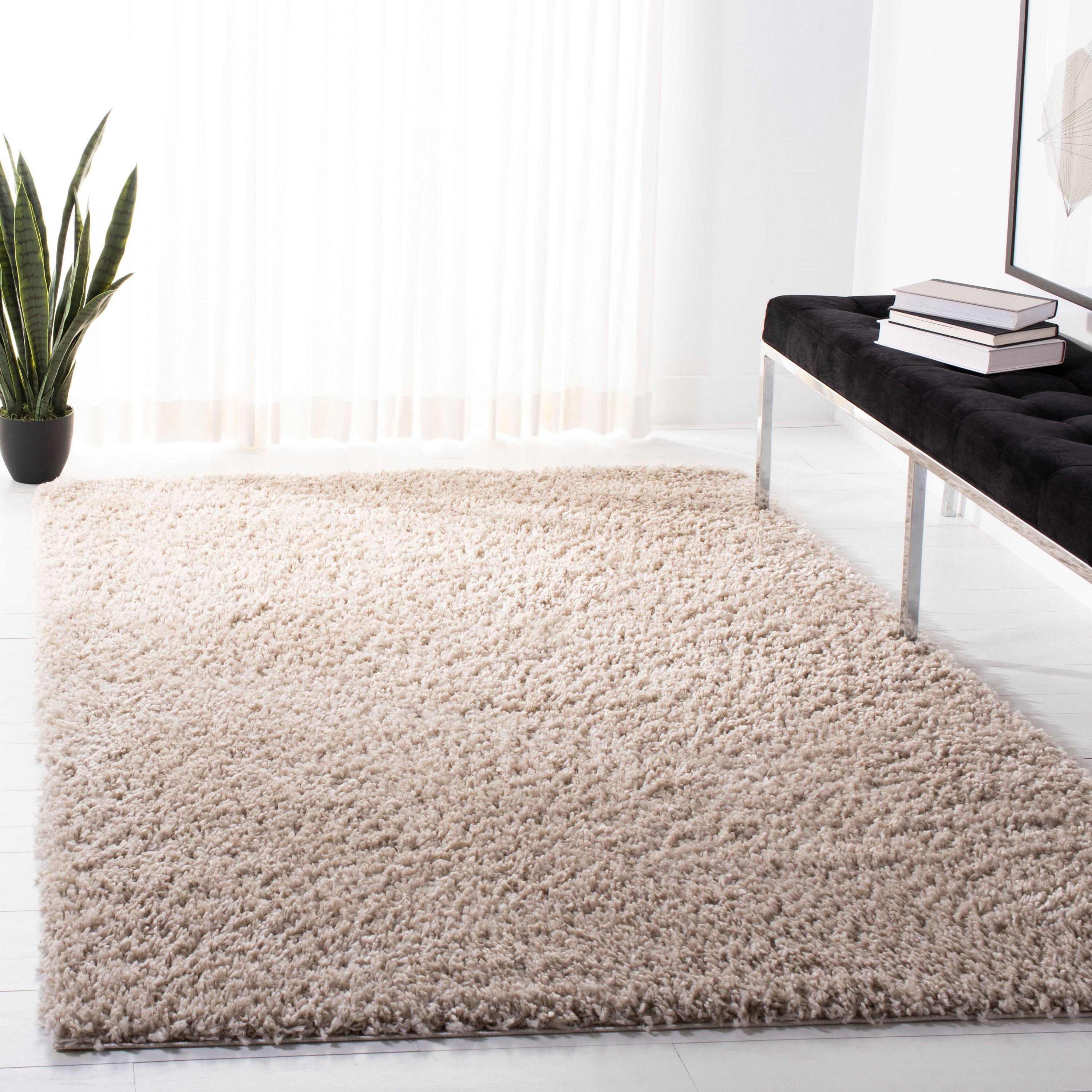 SAFAVIEH August Sophia Solid Shag Area Rug, Beige, 3' x 5'