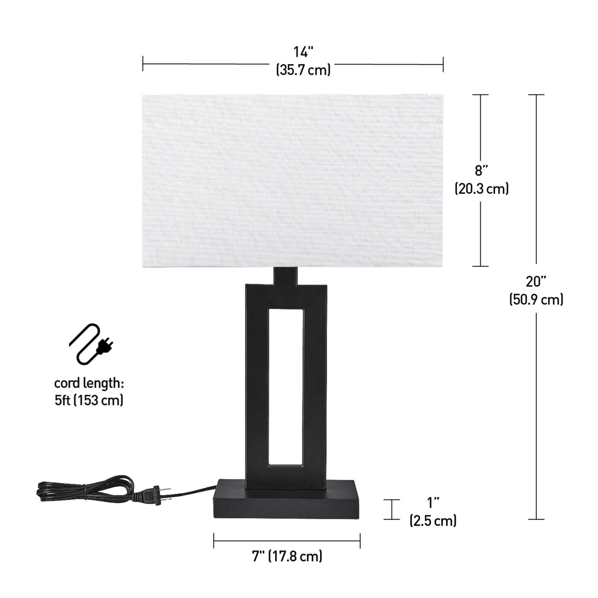 Globe Electric D'Alessio 20" Matte Black Table Lamp with White Linen Shade, 67045