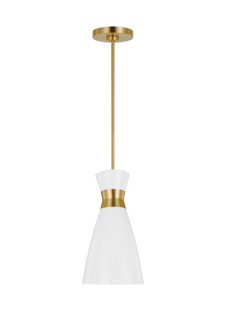 Heath Chic Burnished Brass & Matte White 1-Light Indoor/Outdoor Pendant