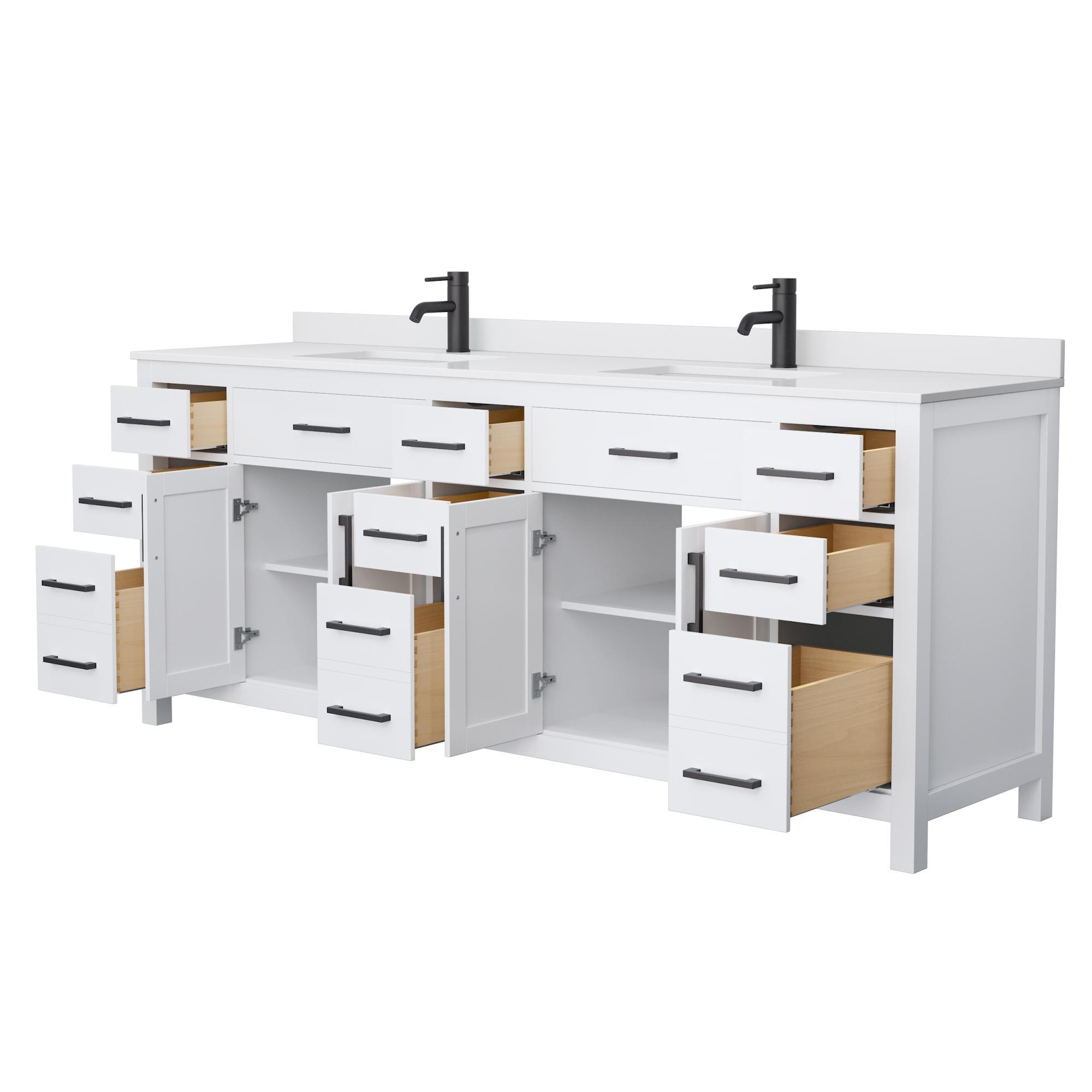 Beckett 84" Freestanding Double Bathroom Vanity with Cultured Marble Top