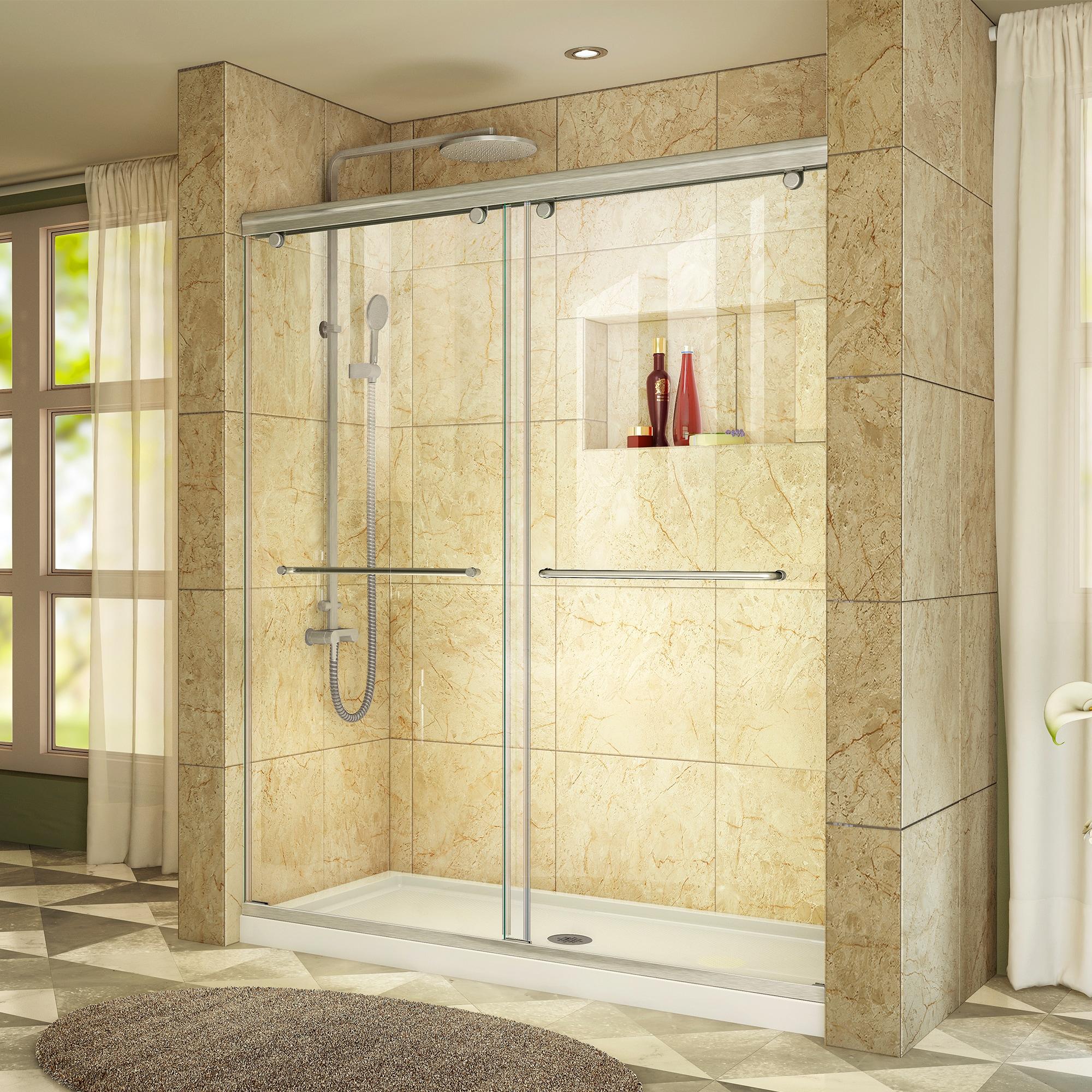 Charisma 60" x 78.75" Rectangle Bypass Sliding Shower Door with Base Included