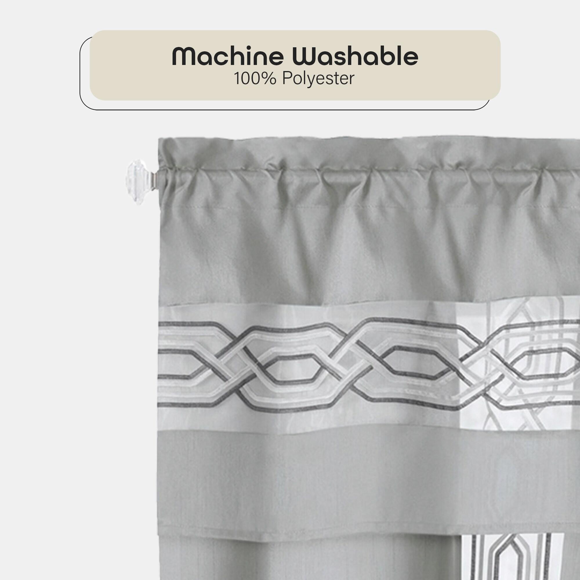Achim Paige Rod Pocket 5 Piece Light Filtering Curtain Set, Silver, 55" x 84"