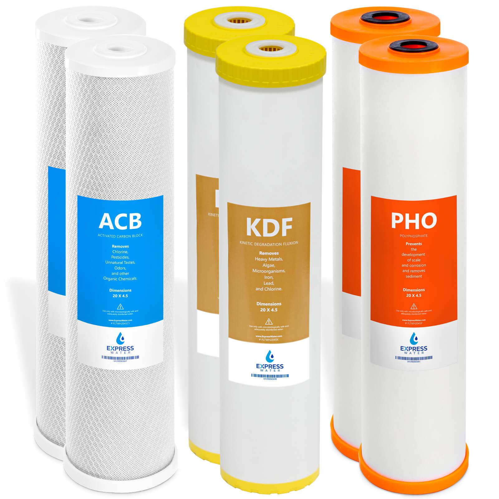 4.5 in. x 20 in. 2-Year Whole House 3-Stage Heavy Metal and Anti Scale Water Filter Set - 5 Micron