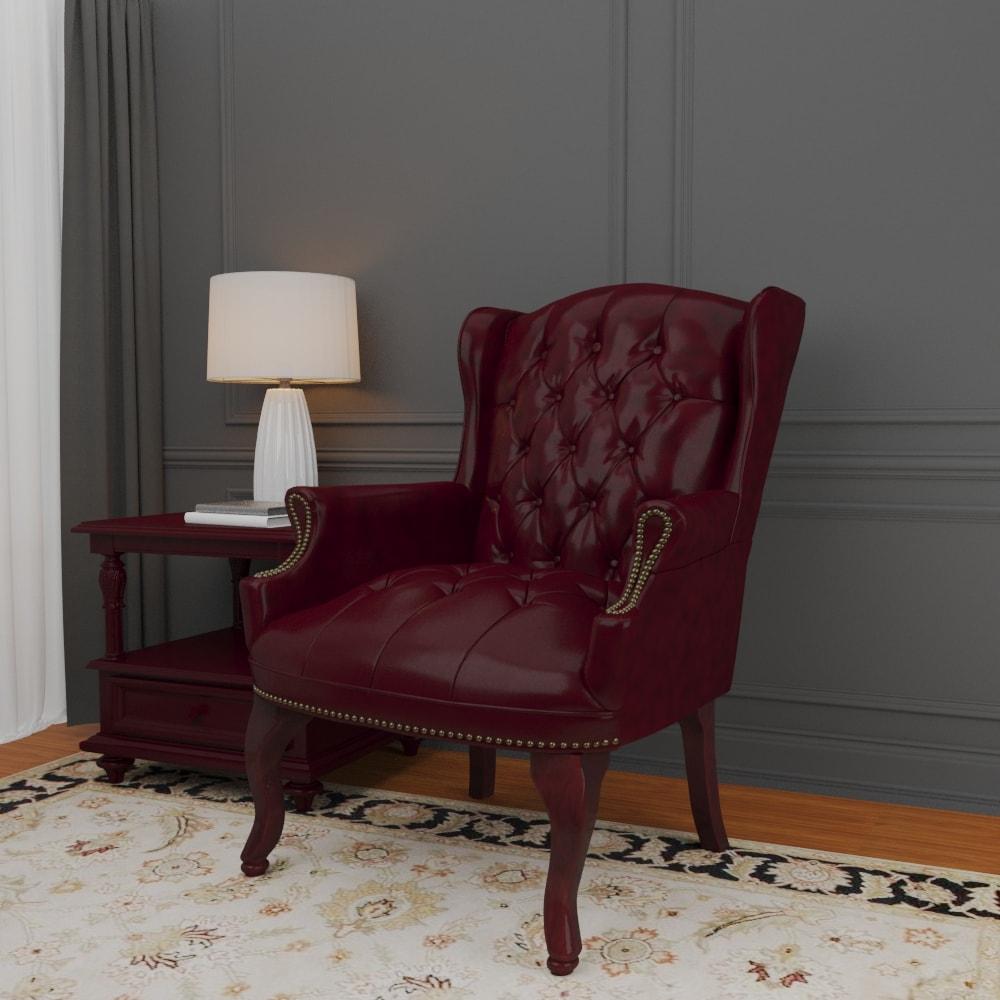 Boss B809-BY Wingback Traditional Guest Chair, 29" x 32" x 41.5",  Vinyl - Burgundy