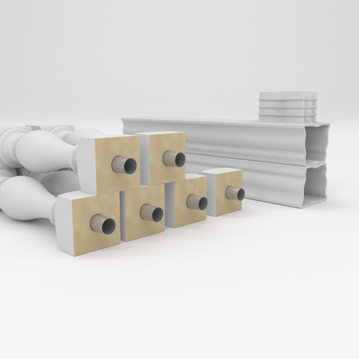 Ekena Millwork 40"H x 3'L Fiberthane Legacy Unassembled Balustrade Railing Kit, Style D (6 1/4" On-Center Spacing to Pass 4" Sphere Code)