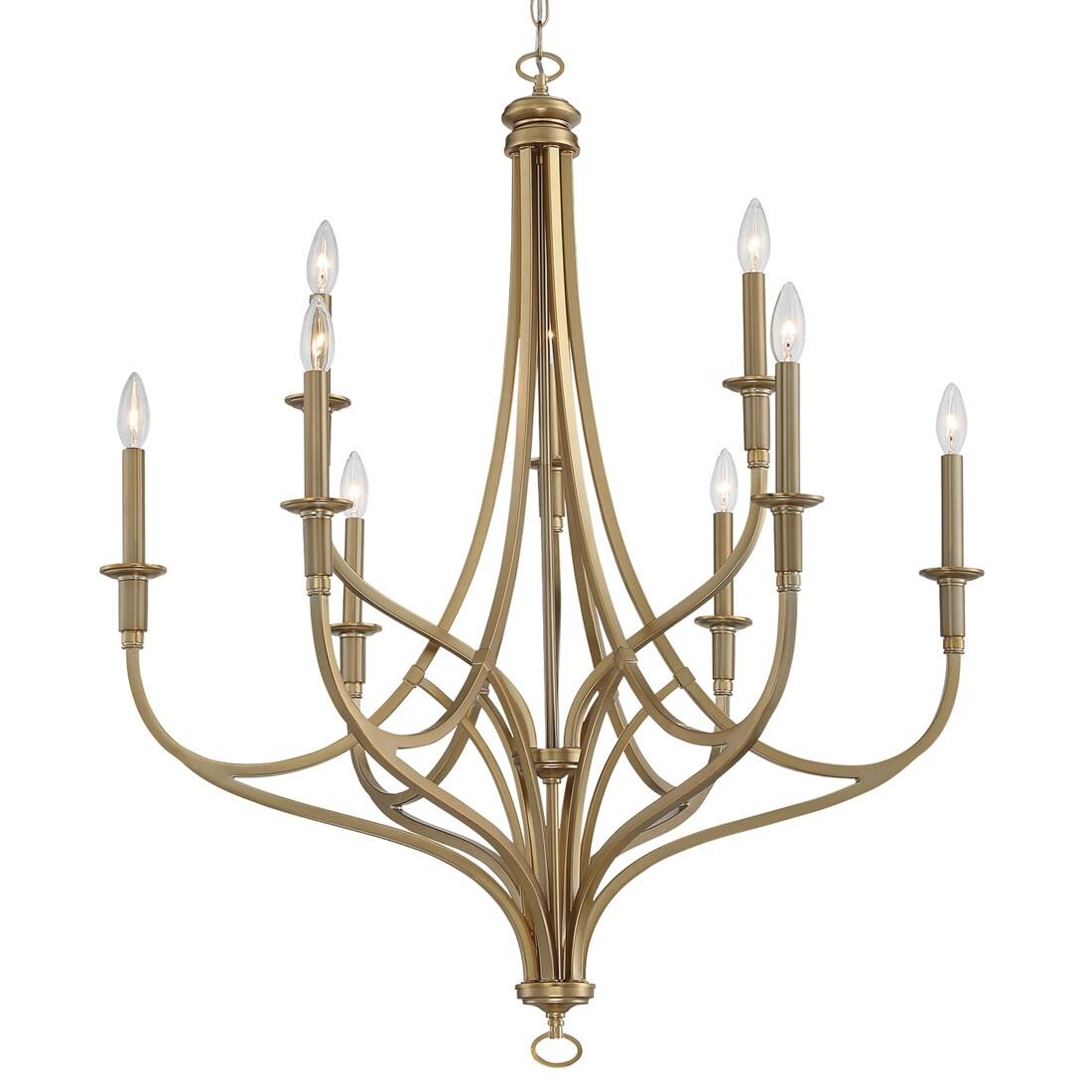 Minka Lavery Brushed Honey Gold Chandelier 34" Wide Modern 9-Light Fixture for Dining Room House Foyer Kitchen Entryway Bedroom