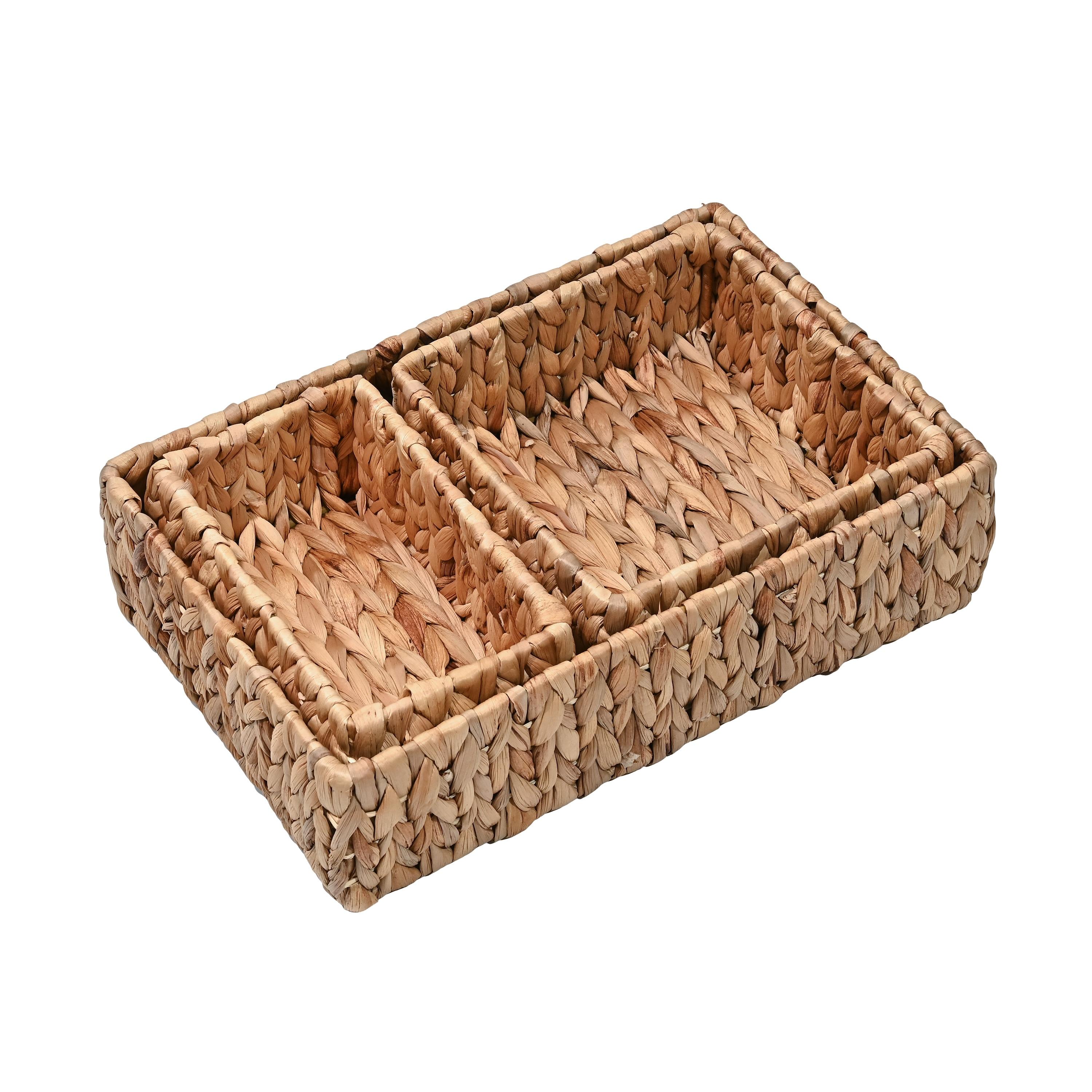 happimess Tress Minimalist Hand-Woven Hyacinth Nesting Baskets, Natural (Set of 3)