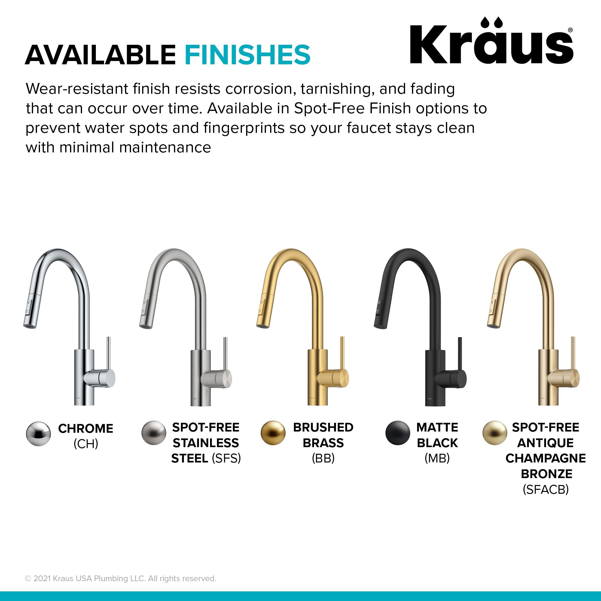 KRAUS Oletto Single Handle Pull Down Kitchen Faucet with QuickDock Top Mount Installation Assembly
