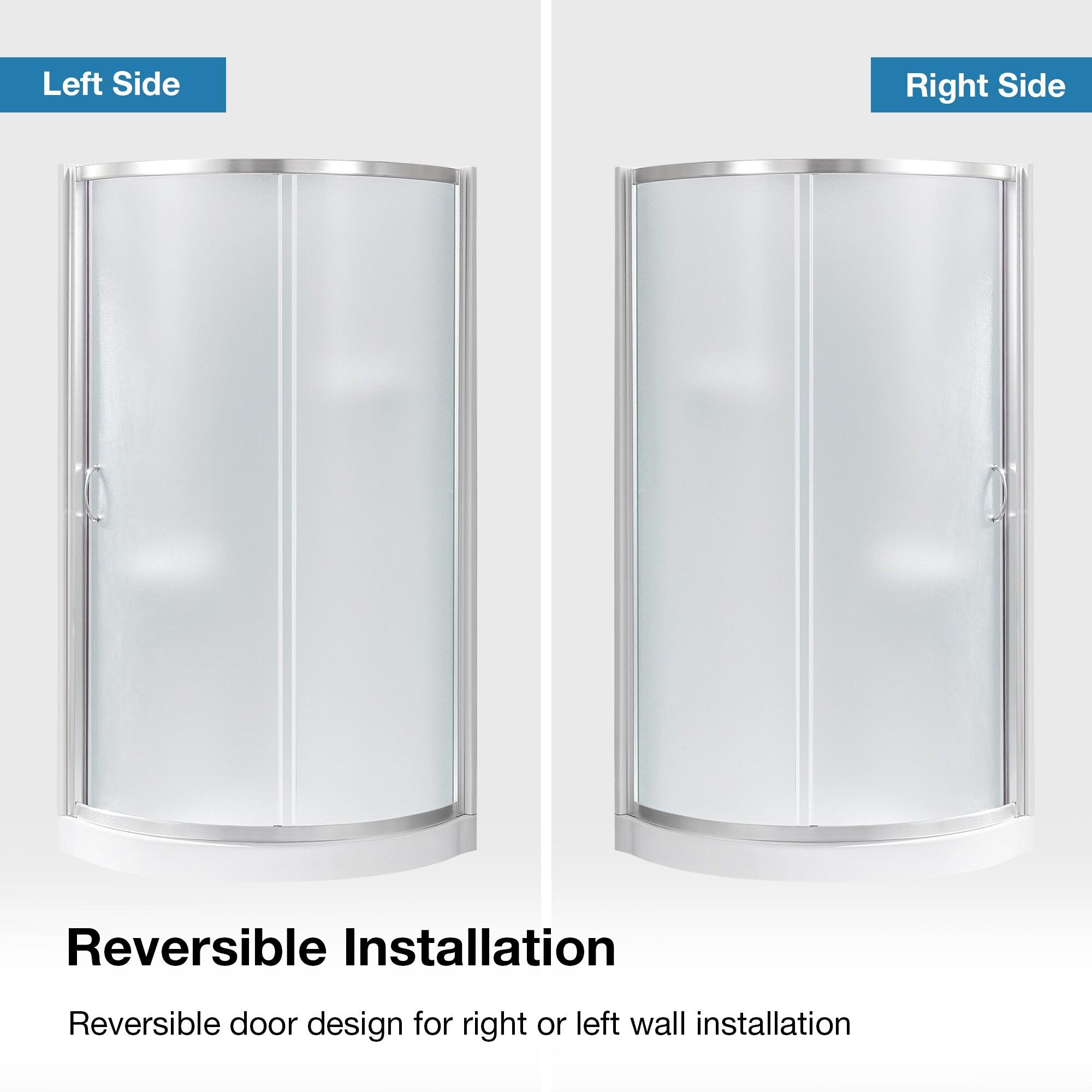 Ove Decors 15SKA-BREF34-SATAC OVE Decors Breeze 35 in. Round Shower Kit w/ Frosted, Base, Wall