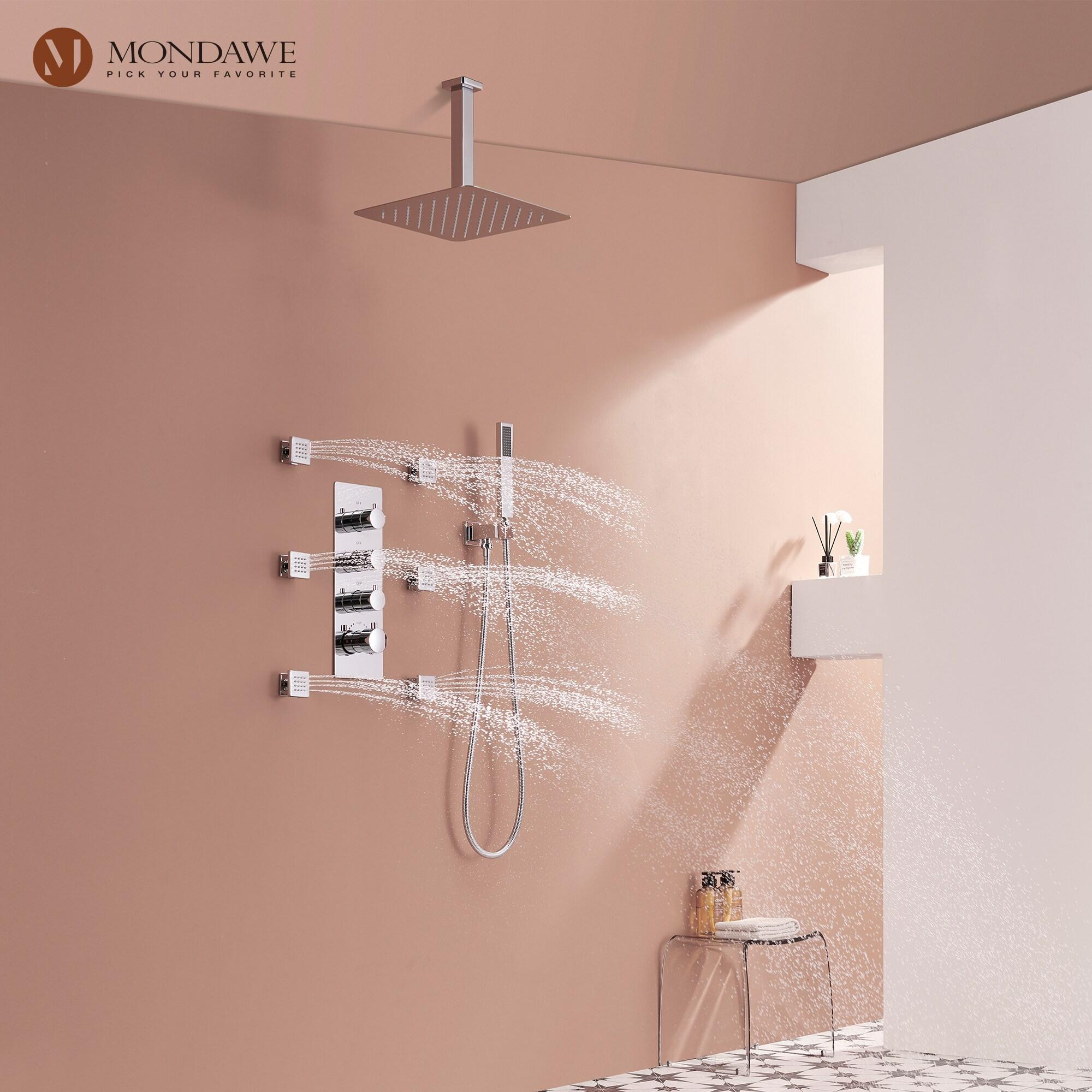 Herathena 3 Functions Ceiling Mounted Luxury Shower System with 6 Body Jets (Rough-in Valve Included)