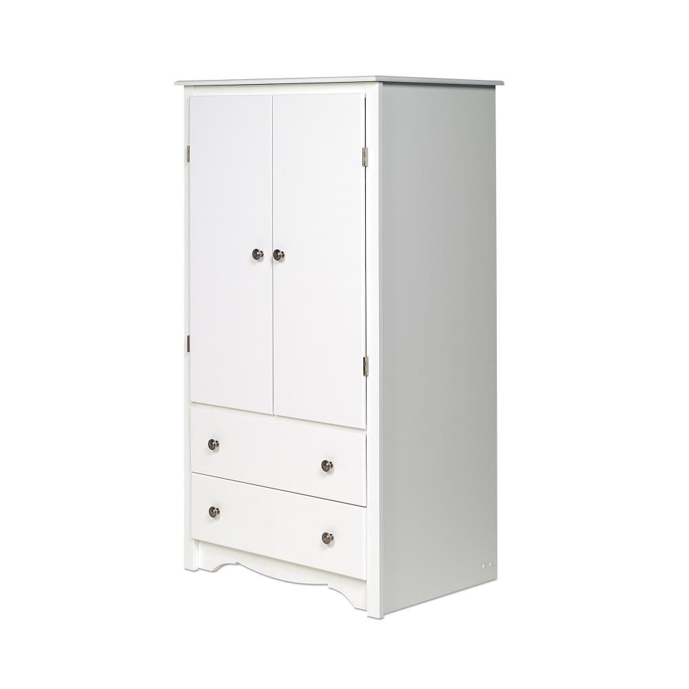 Prepac Monterey Armoire White: Transitional Style, Wood Composite, 2-Door Wardrobe for Hanging Clothes