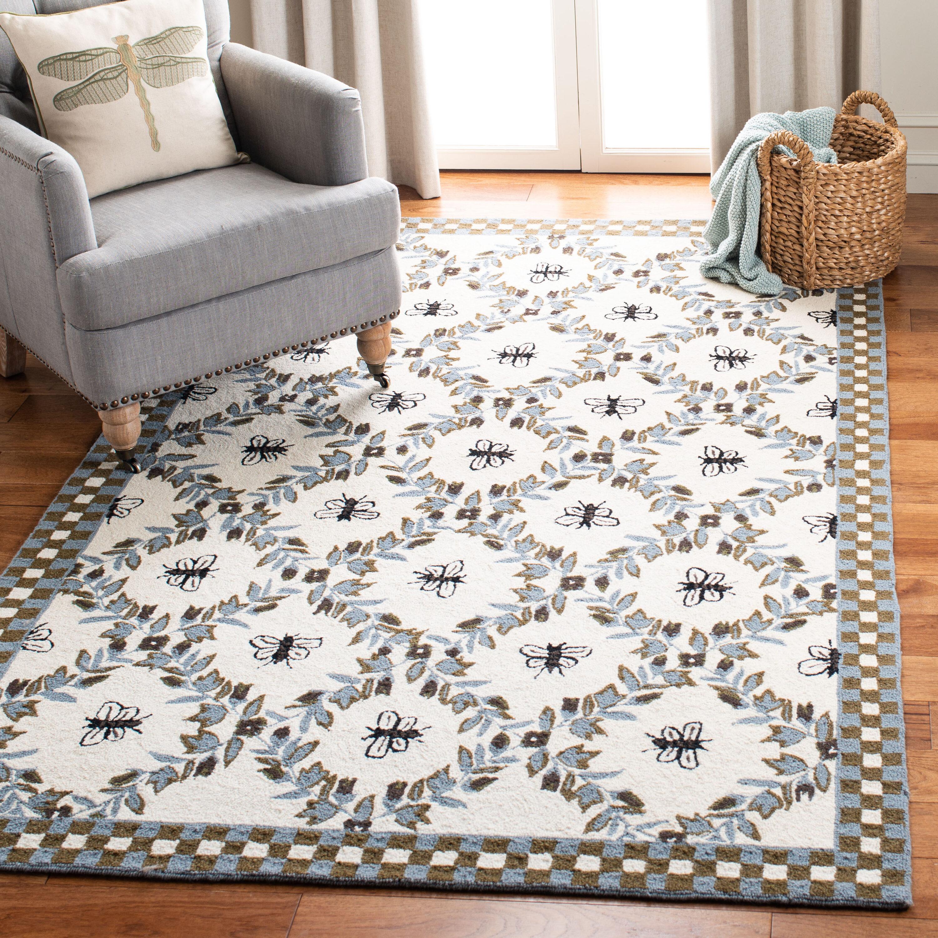 Chelsea HK55 Hand Hooked Accent Rug - Ivory/Light Blue - 2'6"x4' - Safavieh.