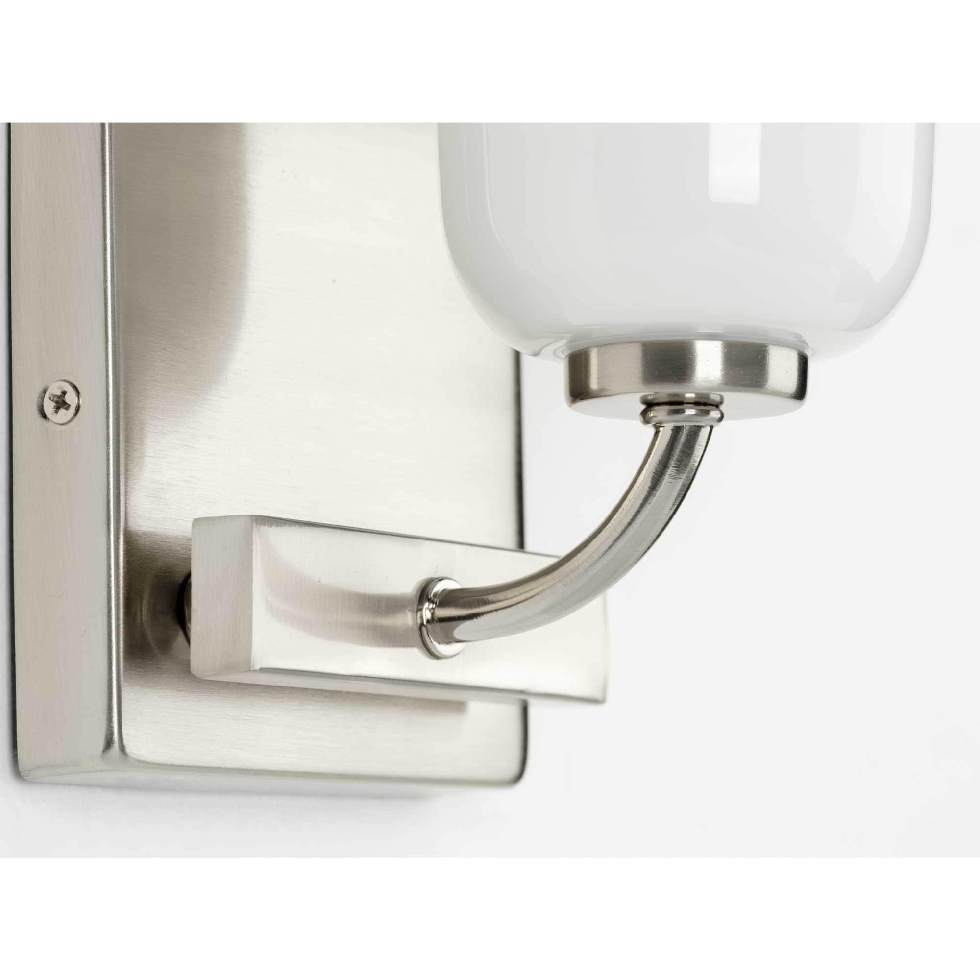 Moore Collection One-Light Brushed Nickel White Opal Glass Luxe Bath Vanity Light