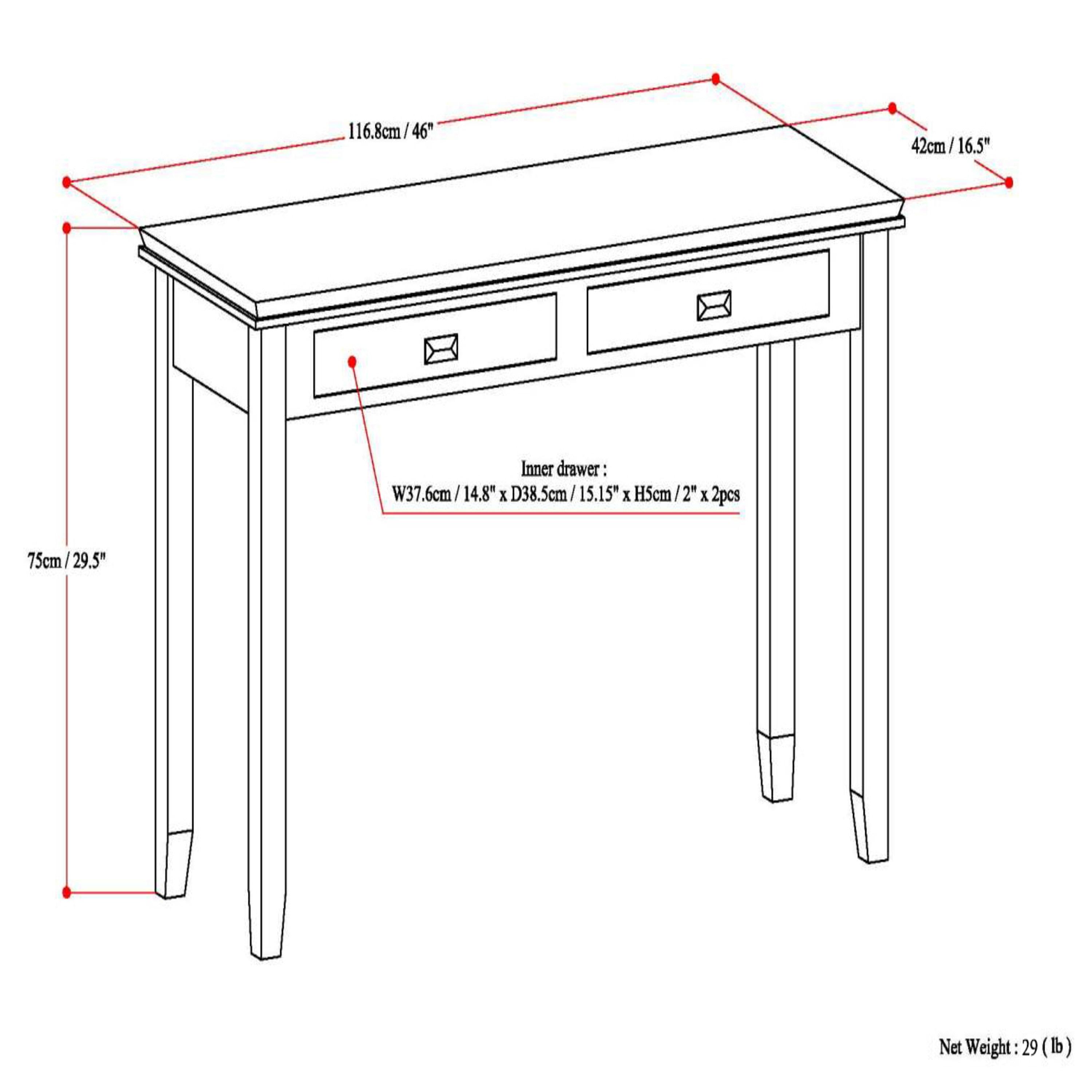 Simpli Home Artisan 46"W Solid Wood Storage Console Table with 2 Storage Drawers