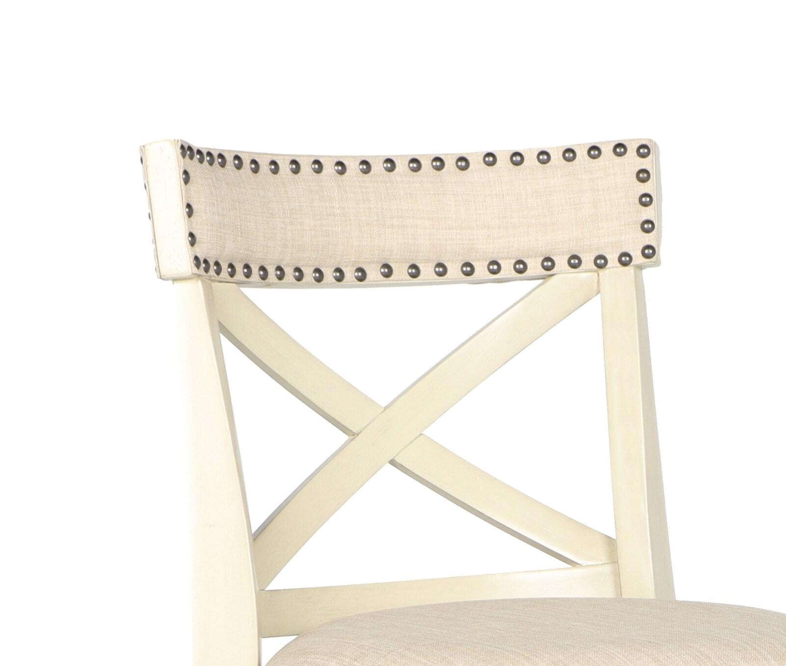 New Classic Furniture,Furniture York 24" Wood Counter Stool With Fabric Seat In Ant White