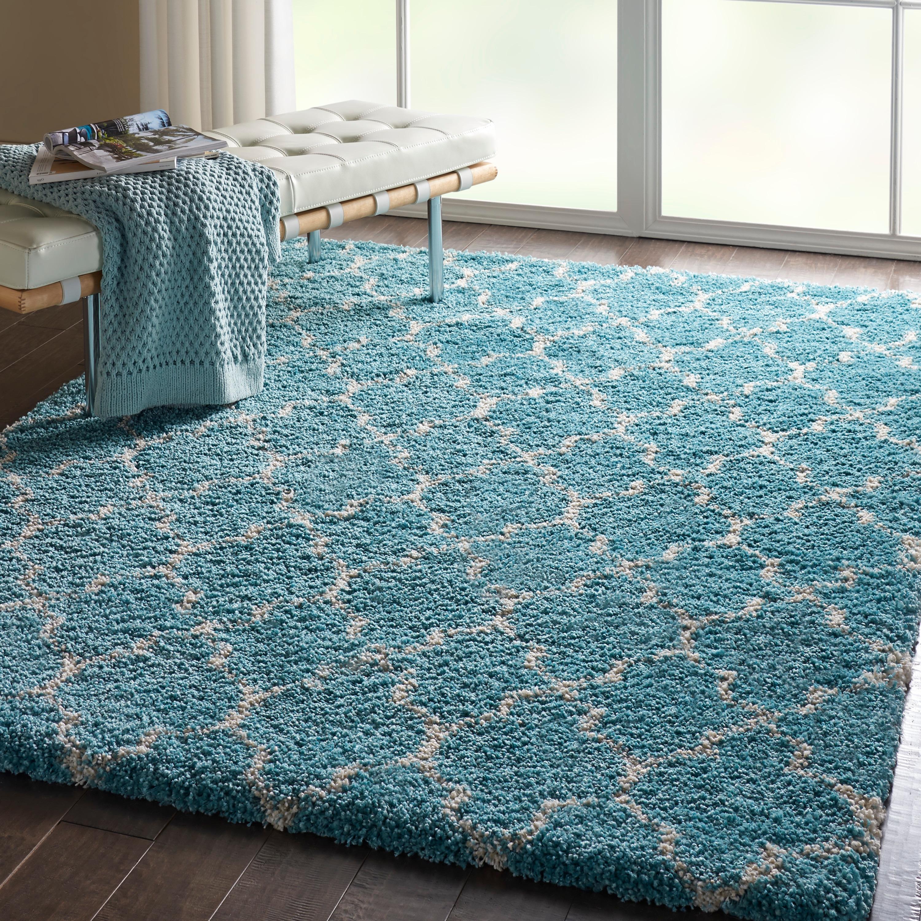 Nourison Amore Trellis Aqua 5'3" x 7'5" Area Rug, (5x7)