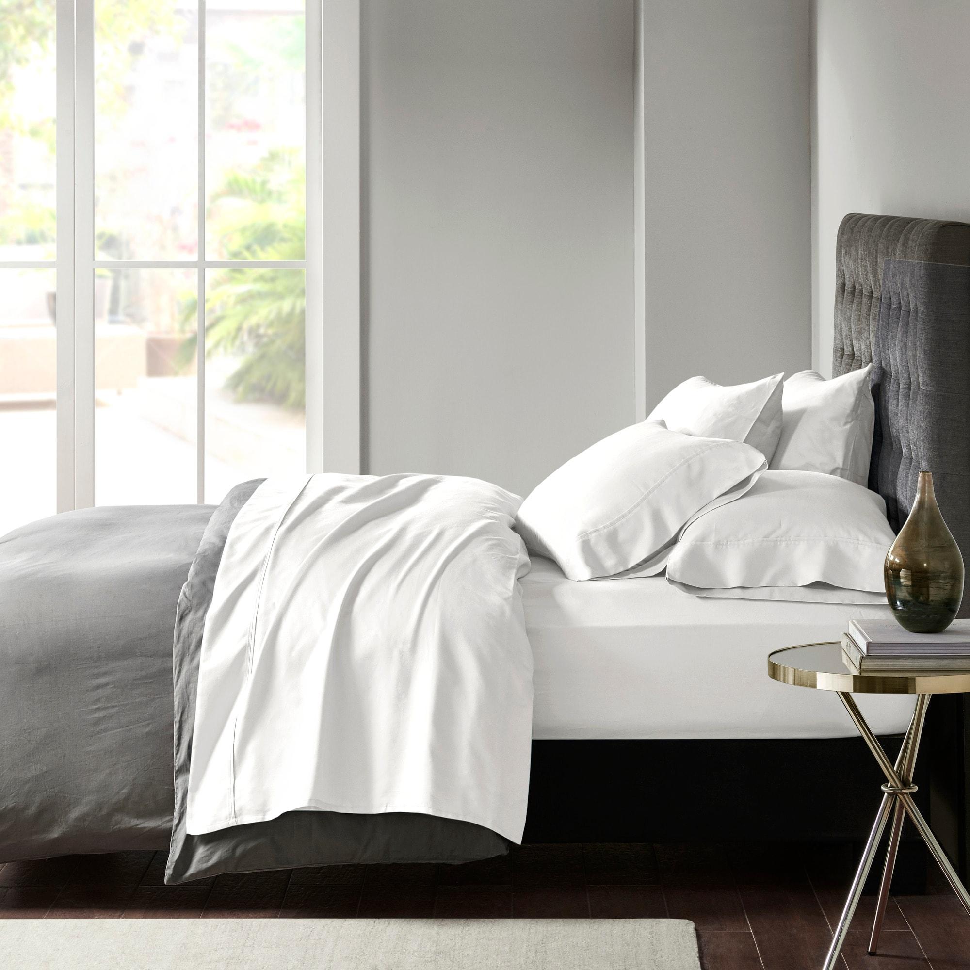 Split King 800 Thread Count 7pc Cotton Blend Sheet Set White