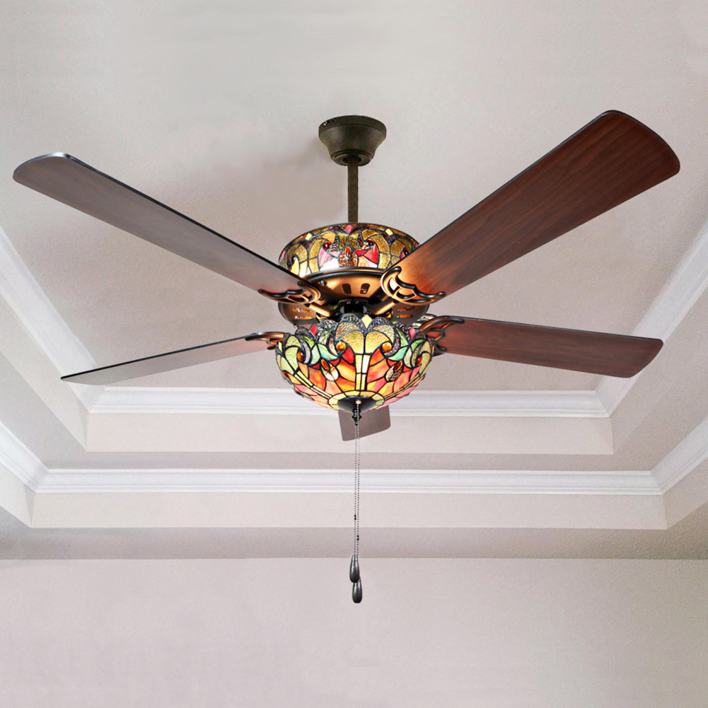 River of Goods 52" Halston Stained Glass LED Ceiling Fan With Light